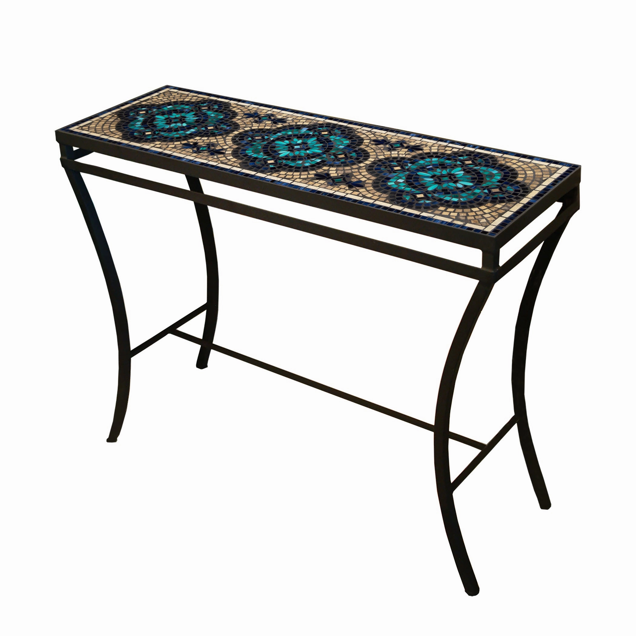 48" x 16" Mosaic Stone Top Console Table