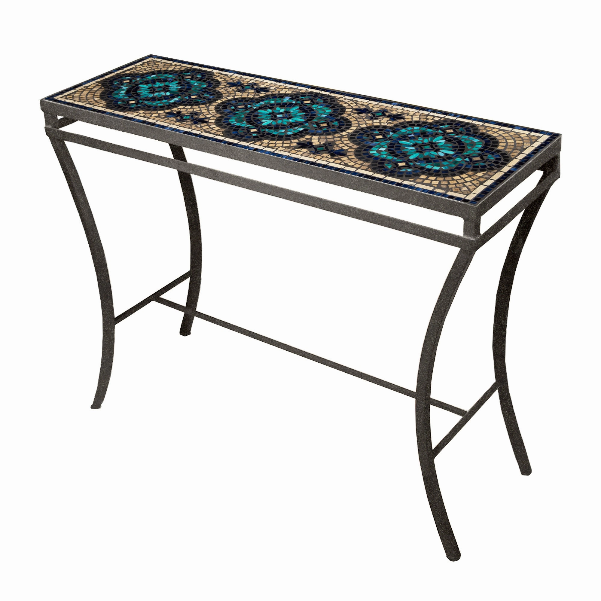 48" x 16" Mosaic Stone Top Console Table