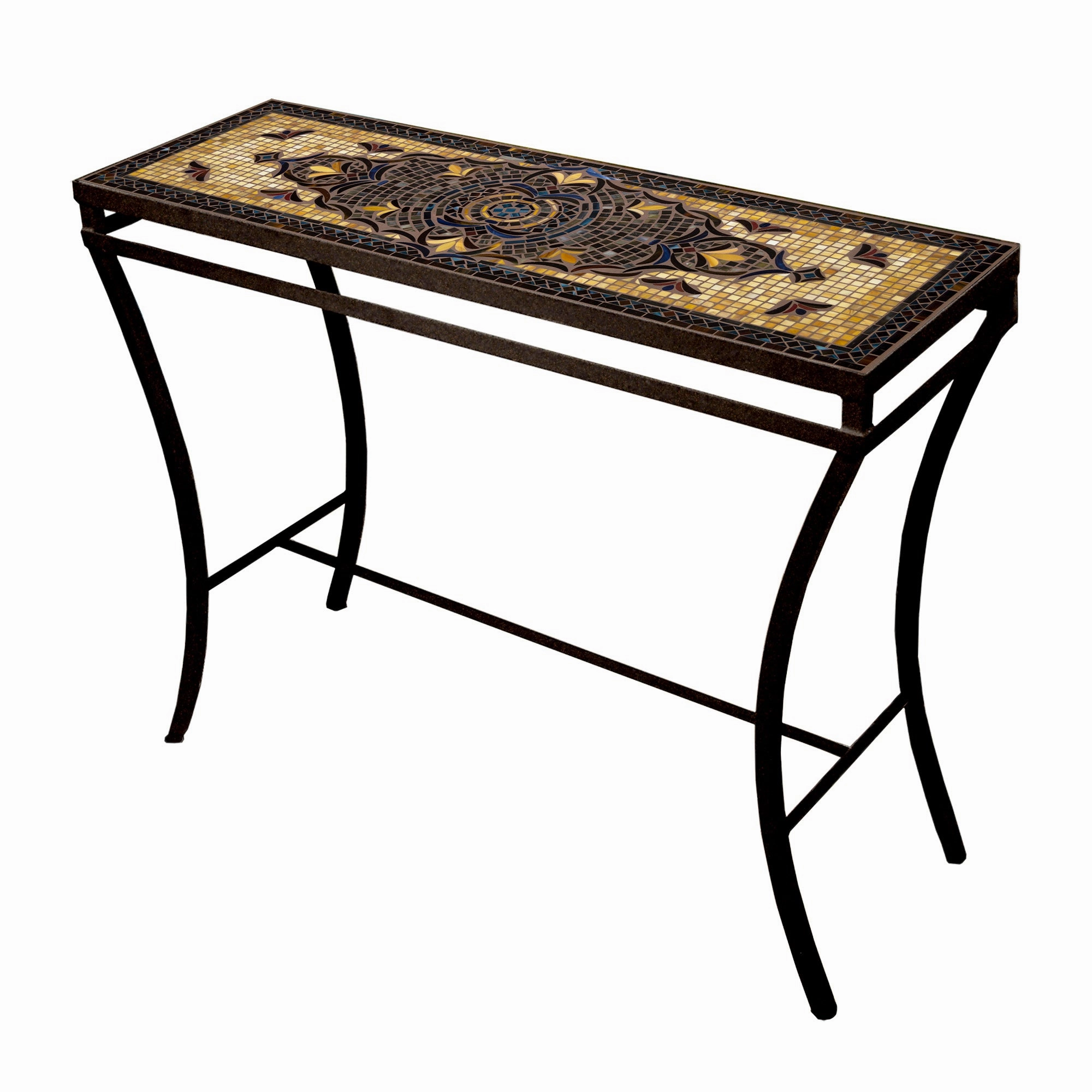 48" x 16" Mosaic Stone Top Console Table
