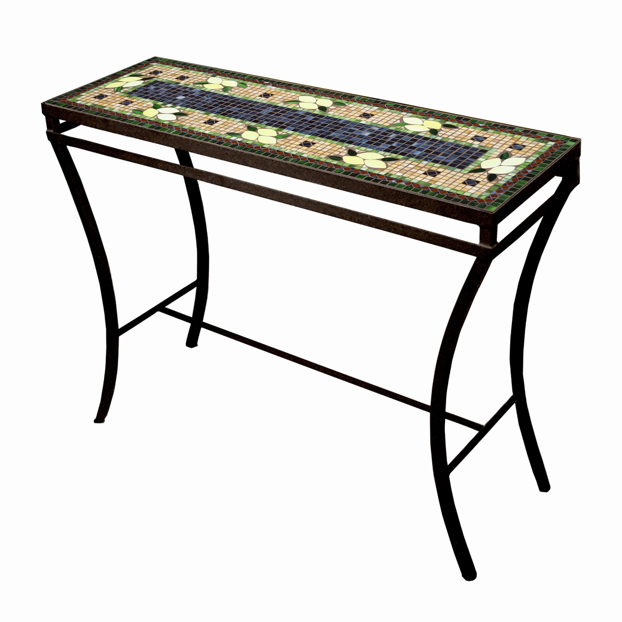 48" x 16" Mosaic Stone Top Console Table