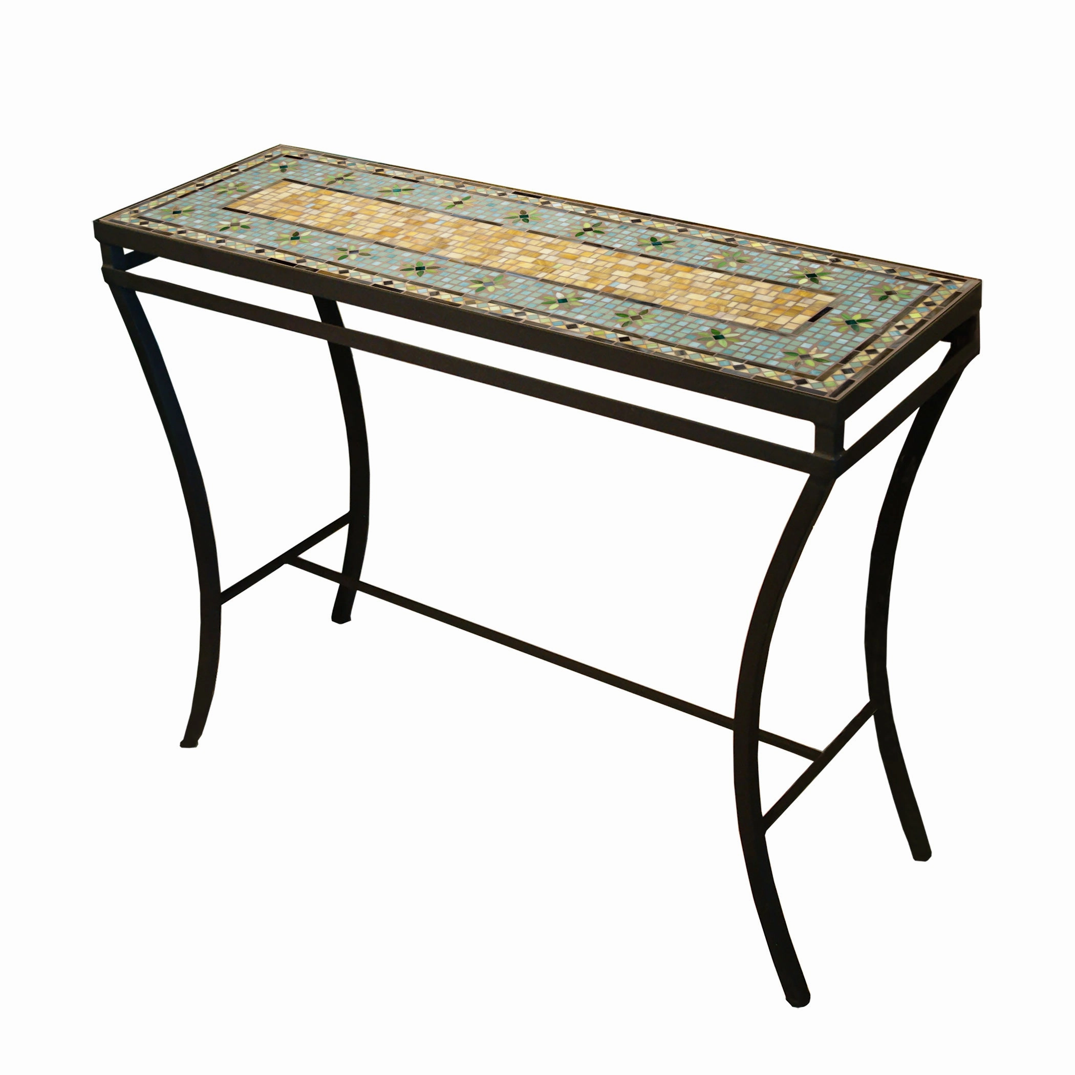 48" x 16" Mosaic Stone Top Console Table