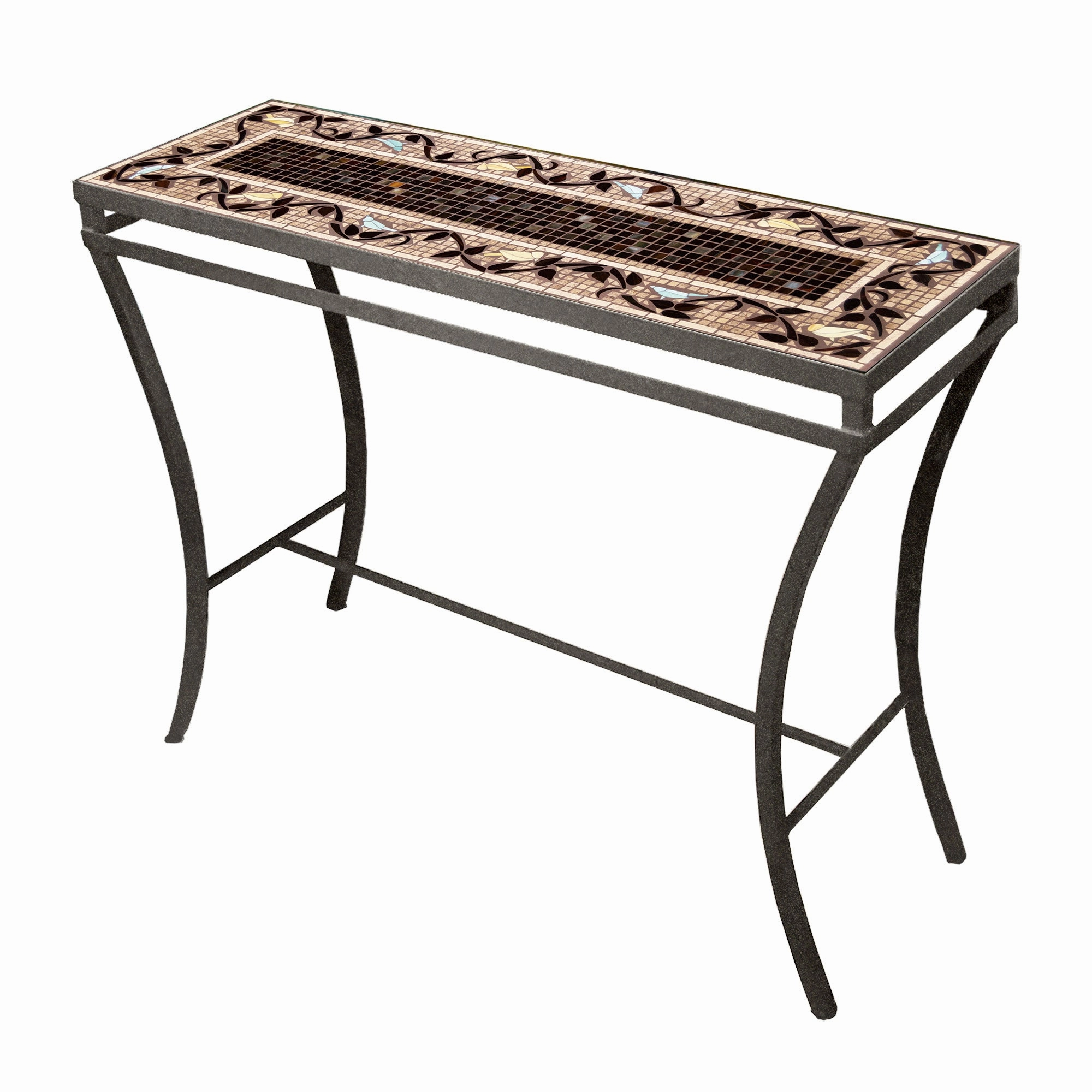 48" x 16" Mosaic Stone Top Console Table