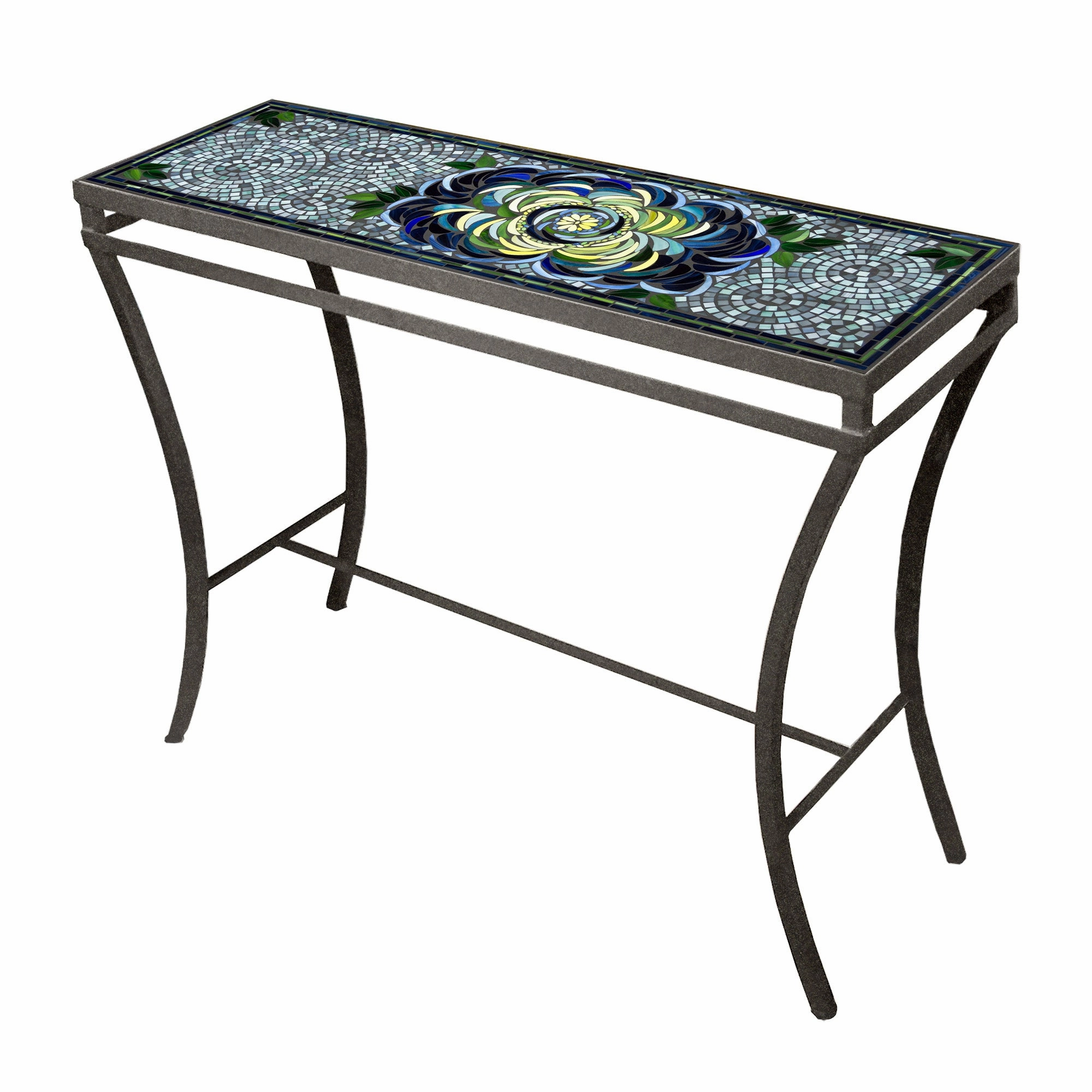 48" x 16" Mosaic Stone Top Console Table
