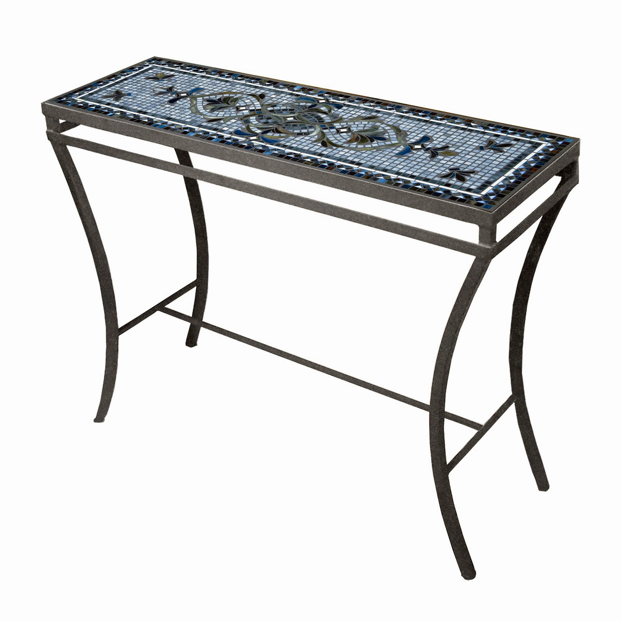 48" x 16" Mosaic Stone Top Console Table