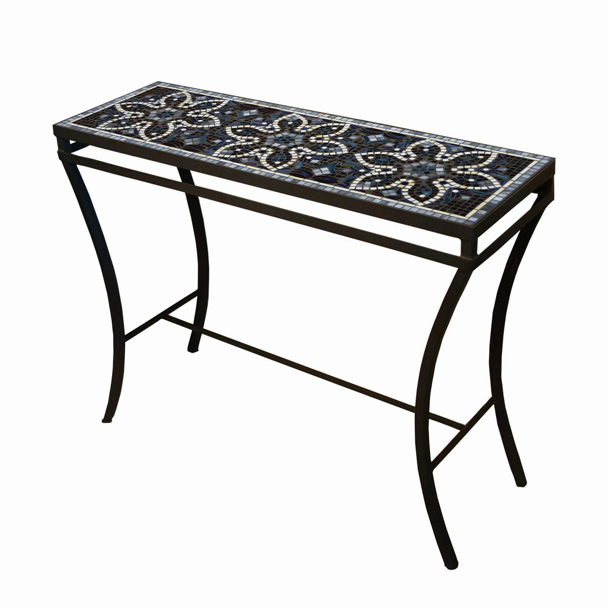 48" x 16" Mosaic Stone Top Console Table