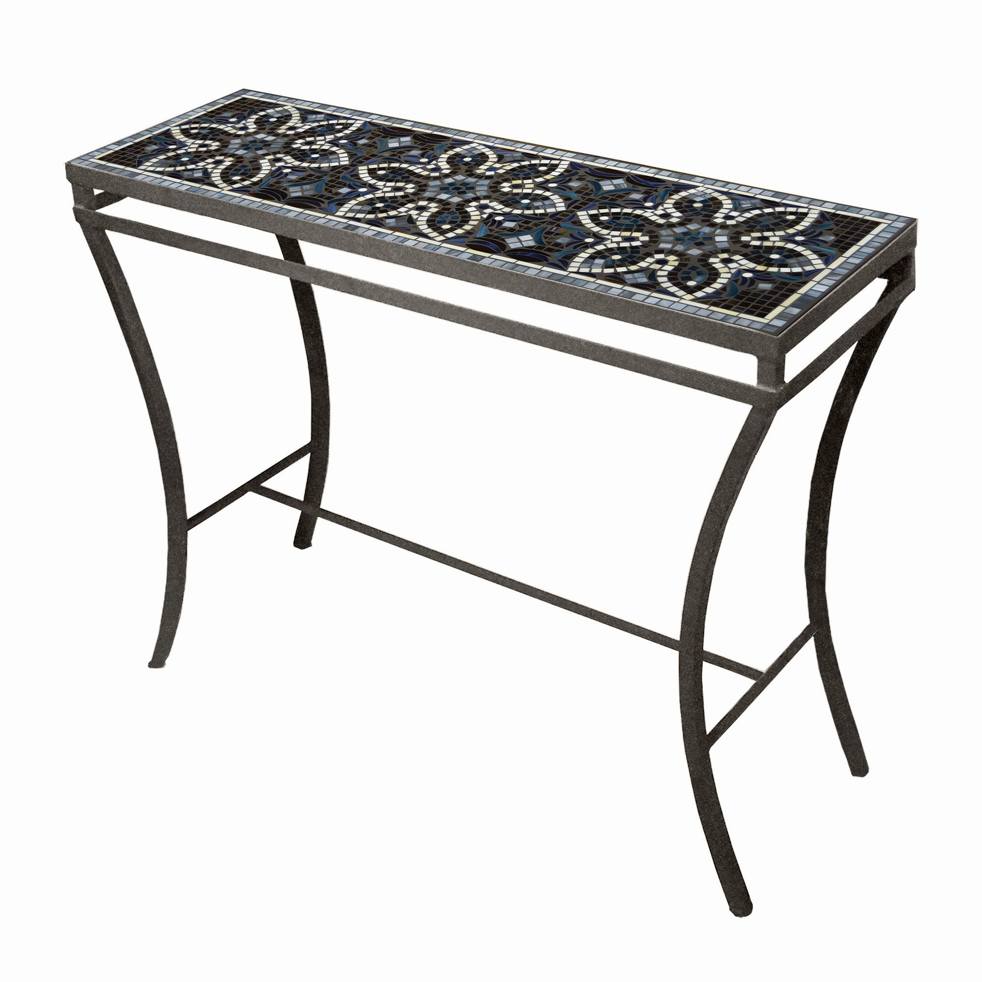 48" x 16" Mosaic Stone Top Console Table