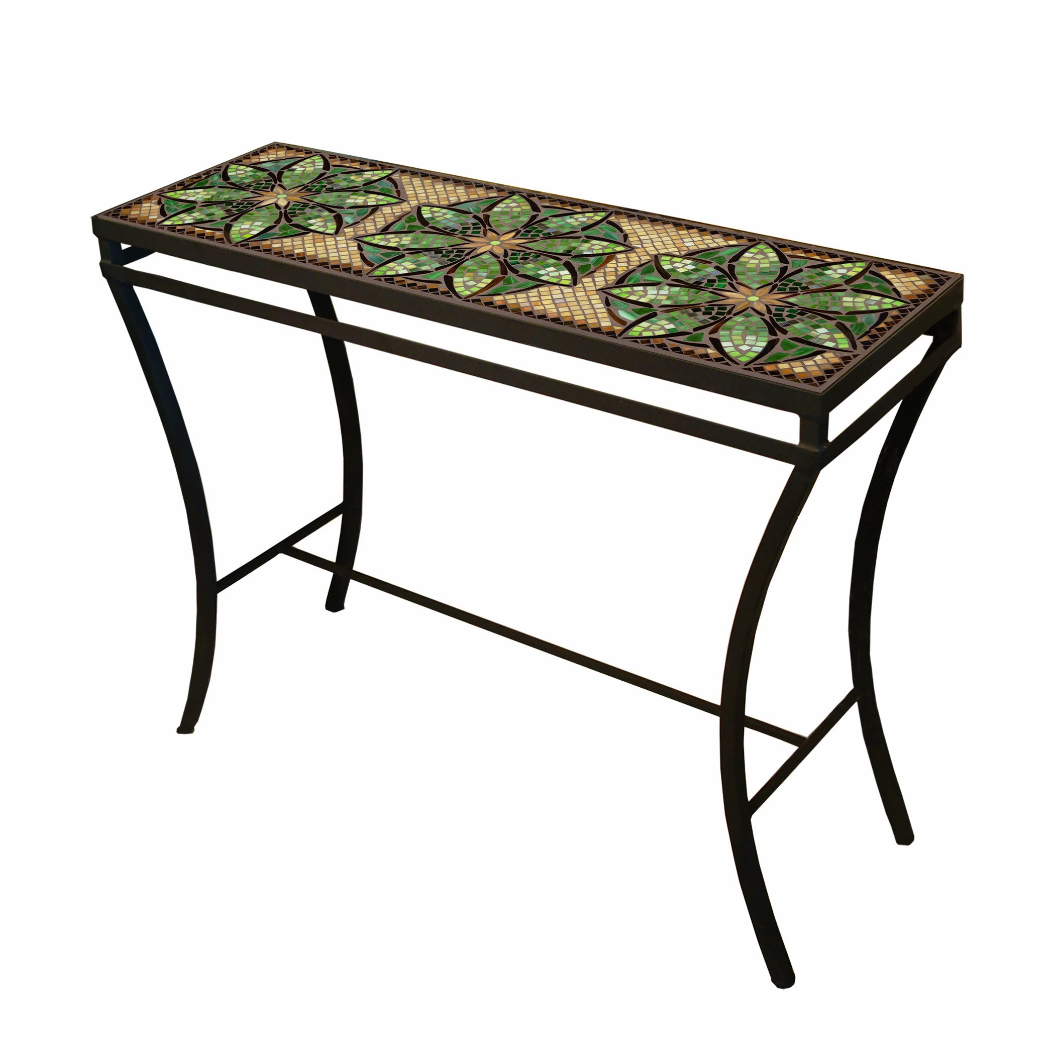 48" x 16" Mosaic Stone Top Console Table