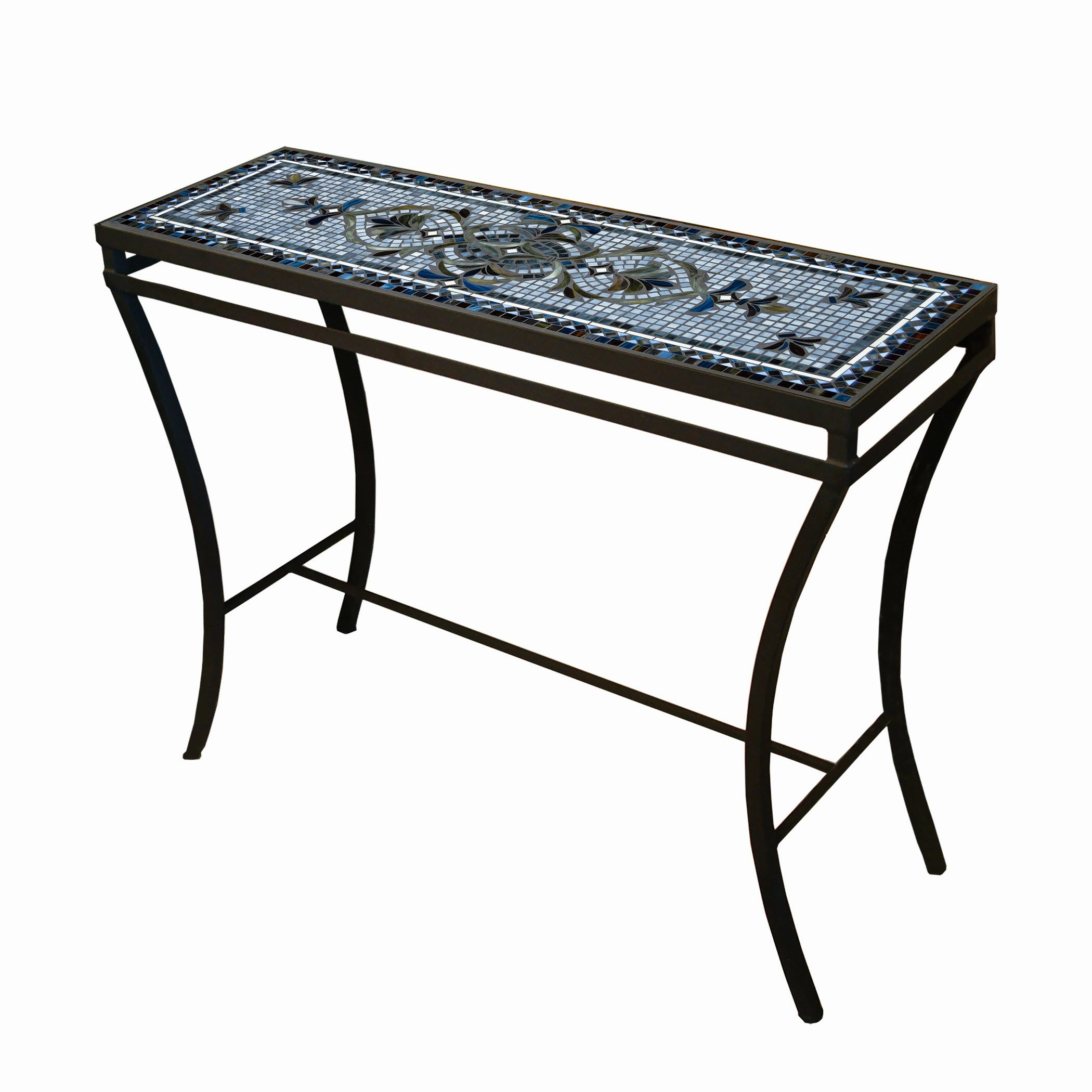 48" x 16" Mosaic Stone Top Console Table