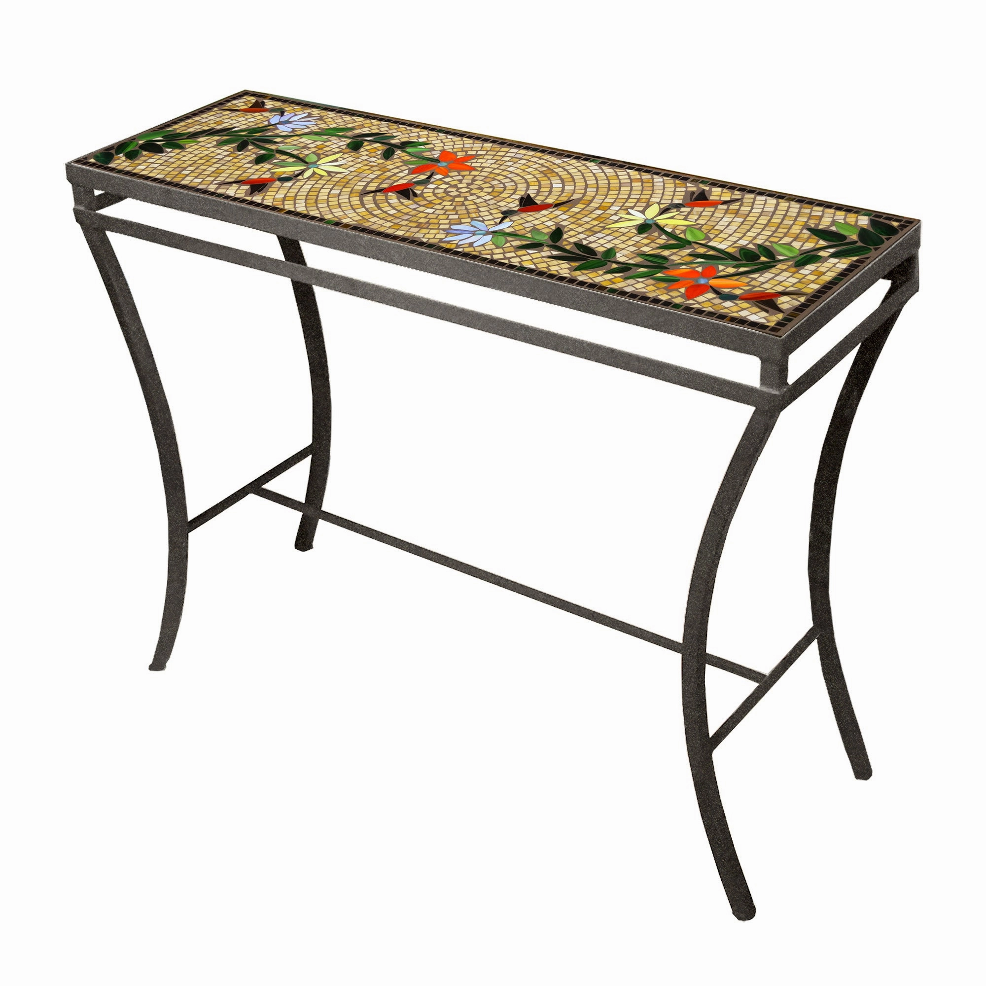 48" x 16" Mosaic Stone Top Console Table