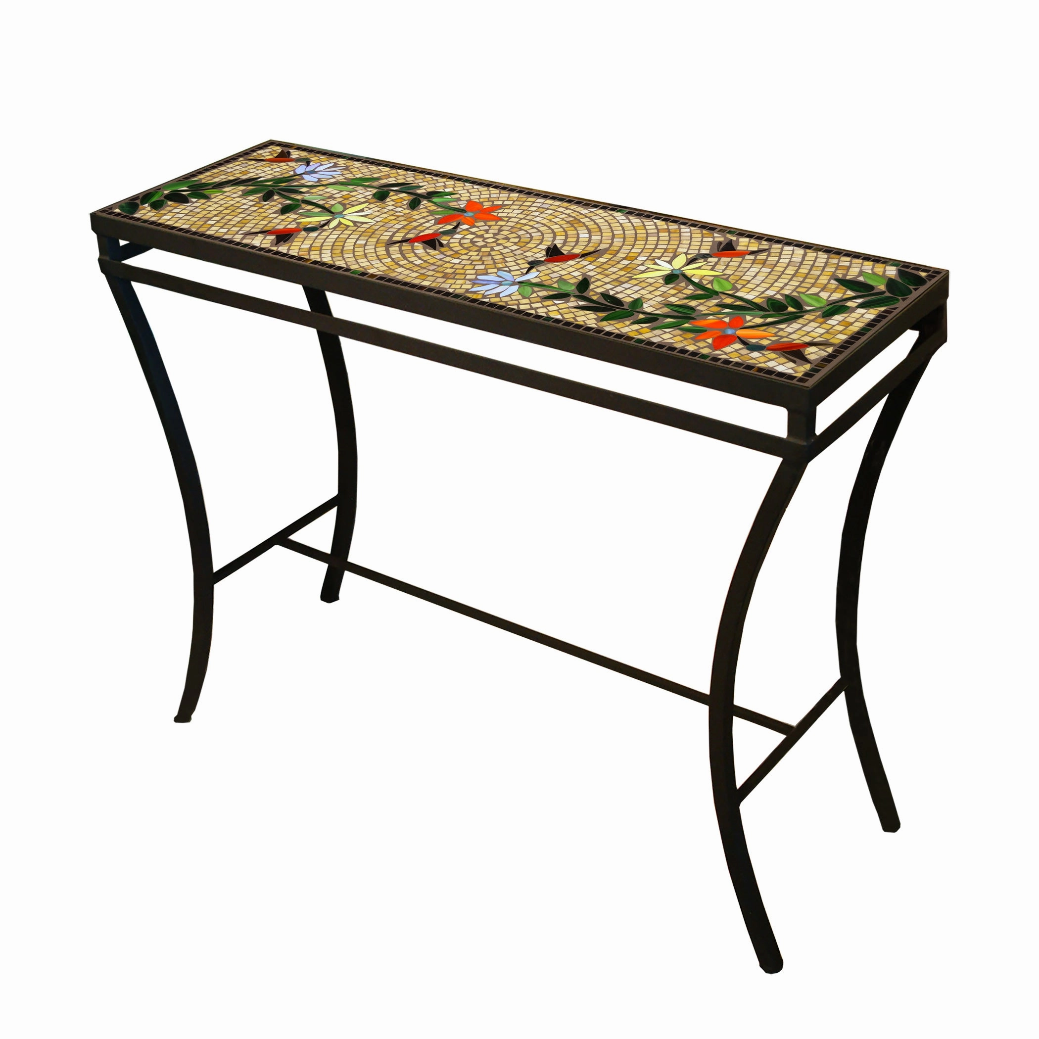 48" x 16" Mosaic Stone Top Console Table