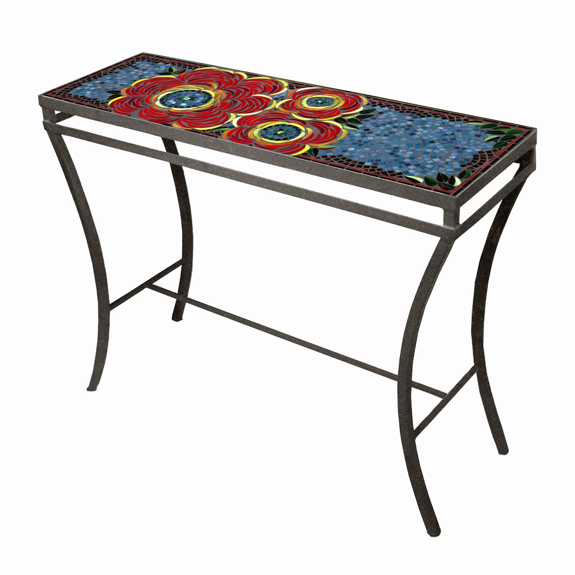 48" x 16" Mosaic Stone Top Console Table