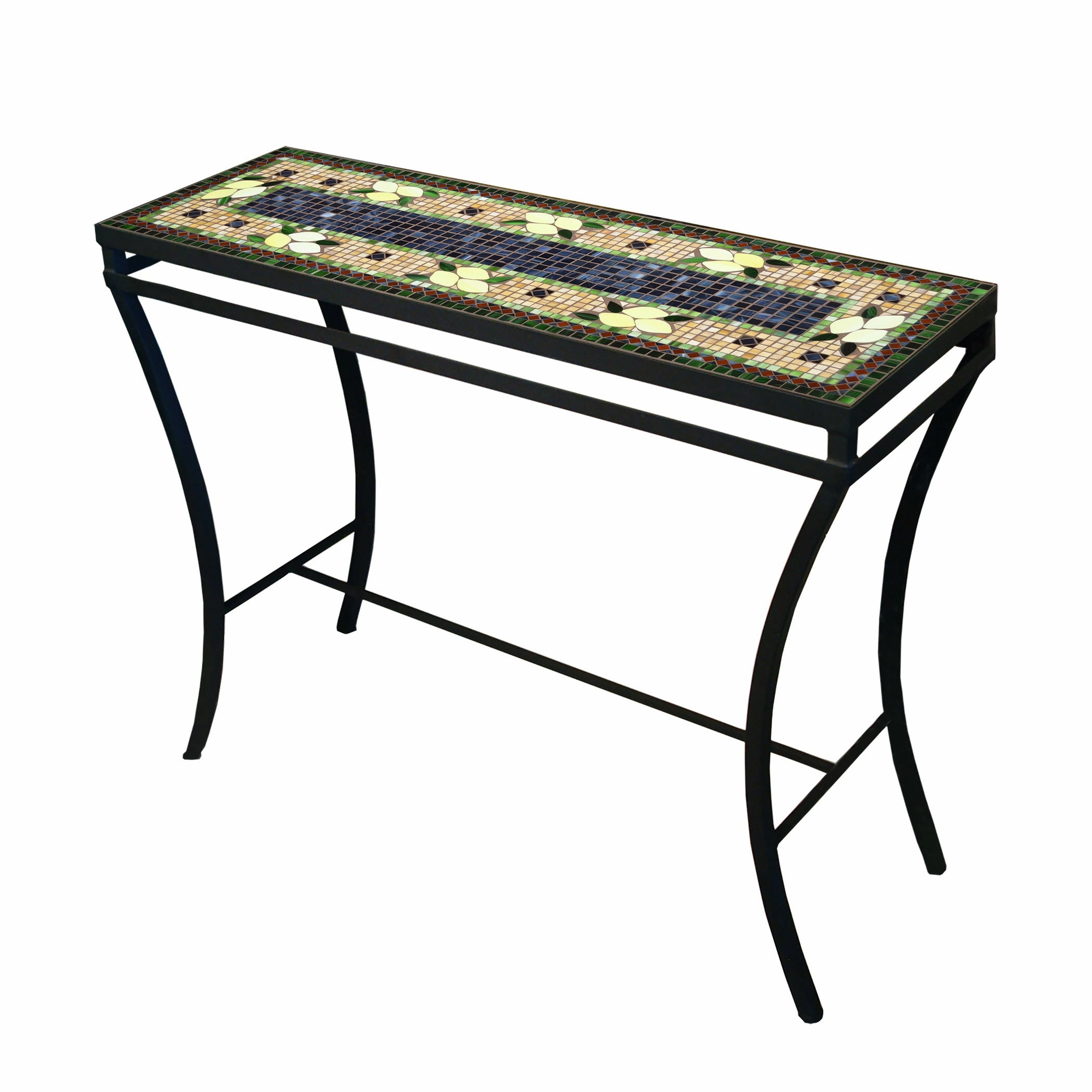 48" x 16" Mosaic Stone Top Console Table