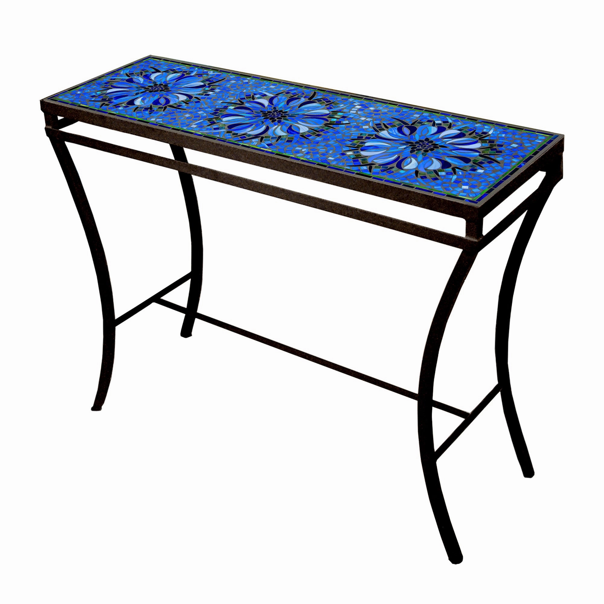 48" x 16" Mosaic Stone Top Console Table