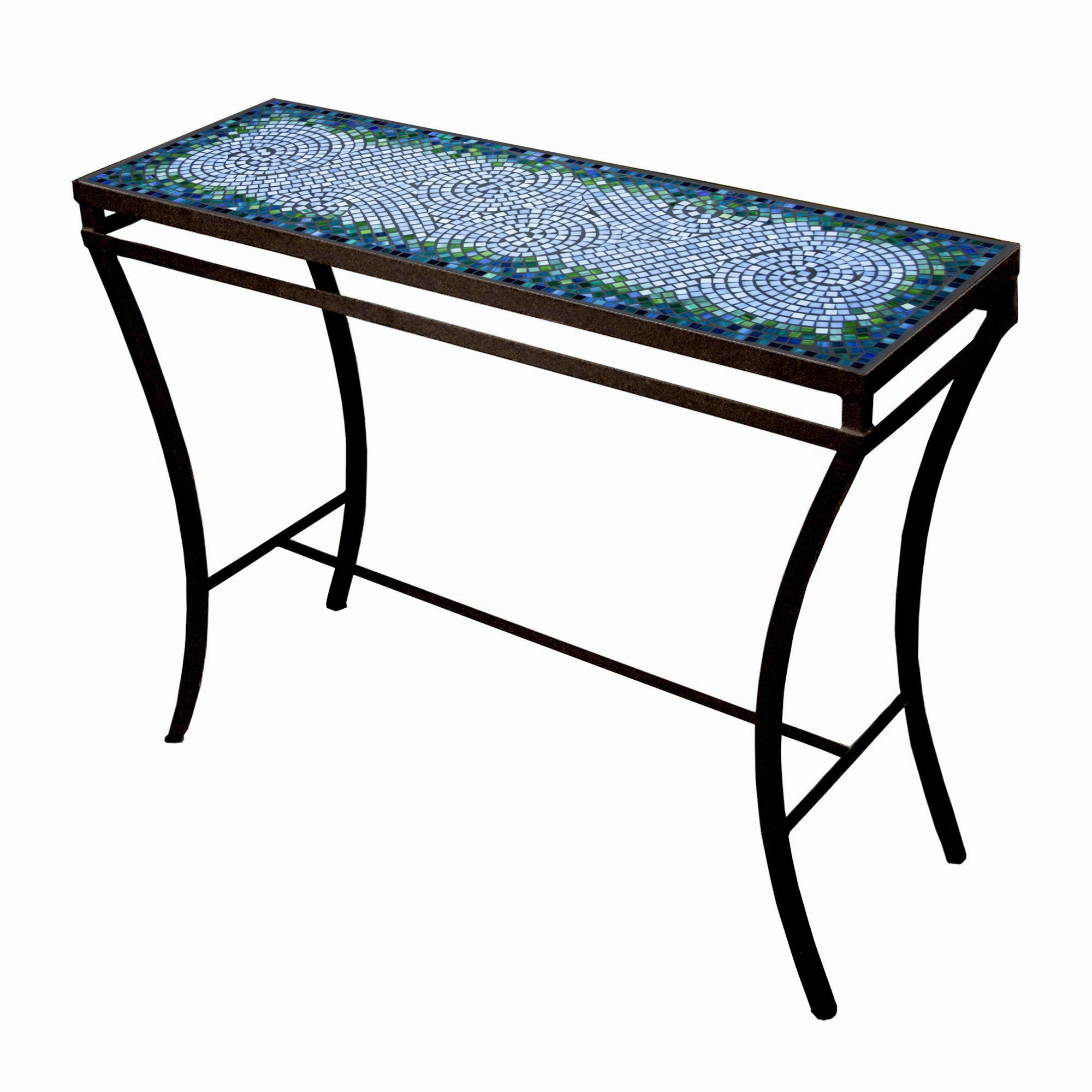 48" x 16" Mosaic Stone Top Console Table