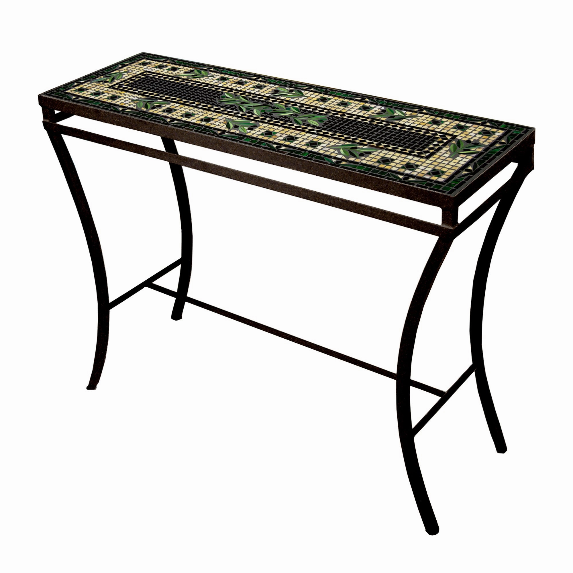 48" x 16" Mosaic Stone Top Console Table