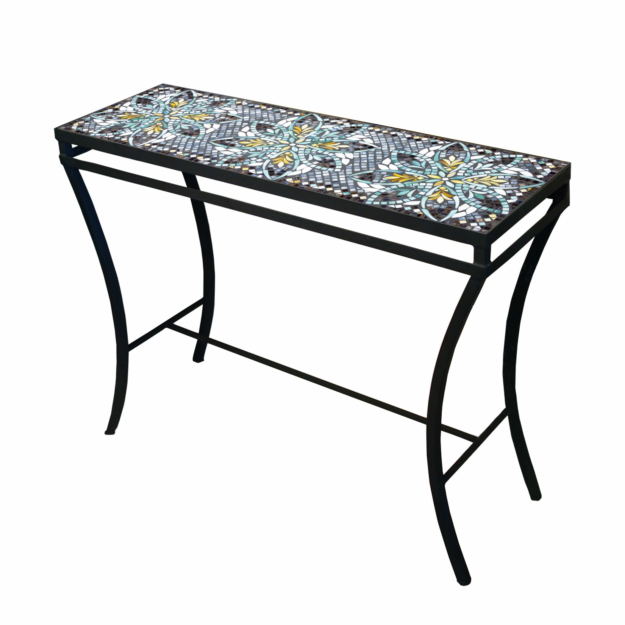 48" x 16" Mosaic Stone Top Console Table