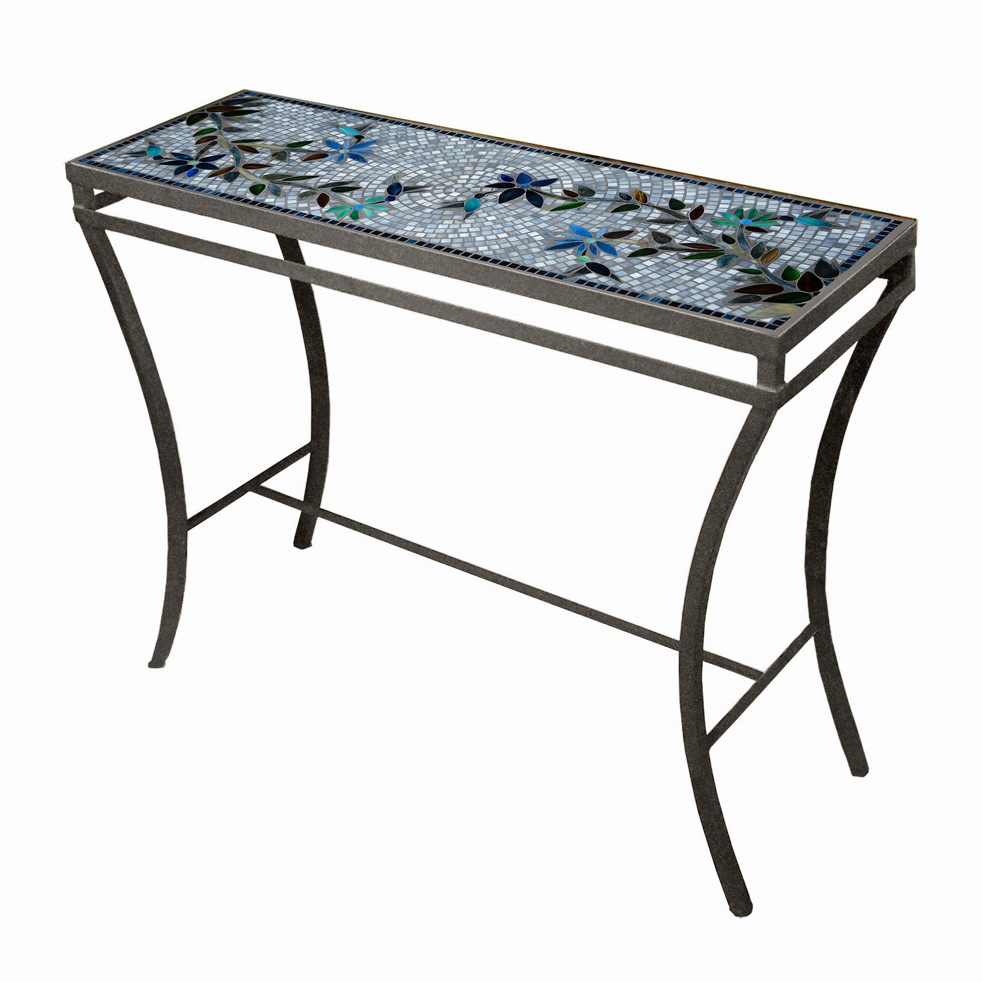 48" x 16" Mosaic Stone Top Console Table