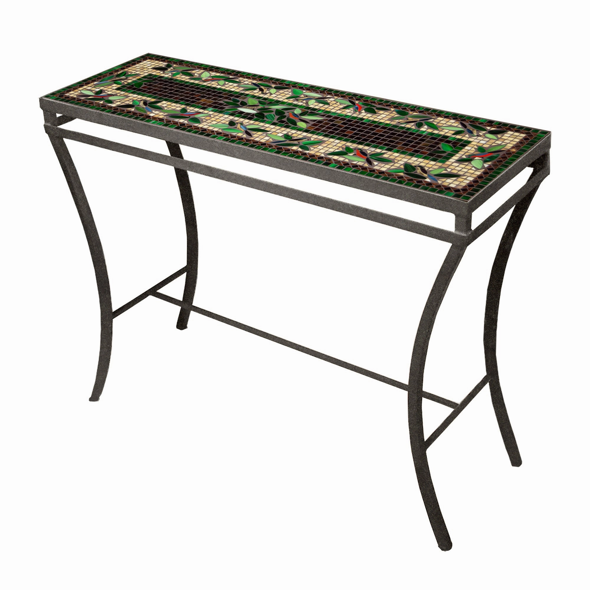 48" x 16" Mosaic Stone Top Console Table