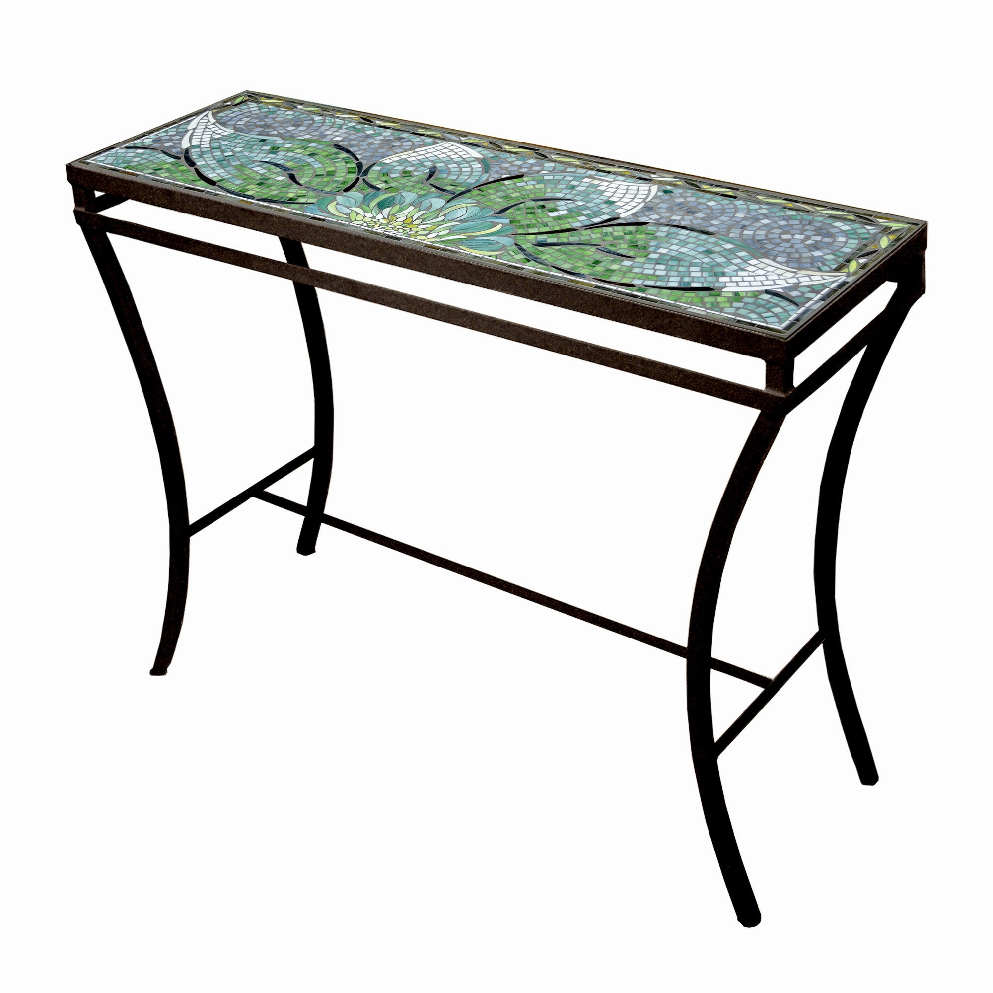48" x 16" Mosaic Stone Top Console Table