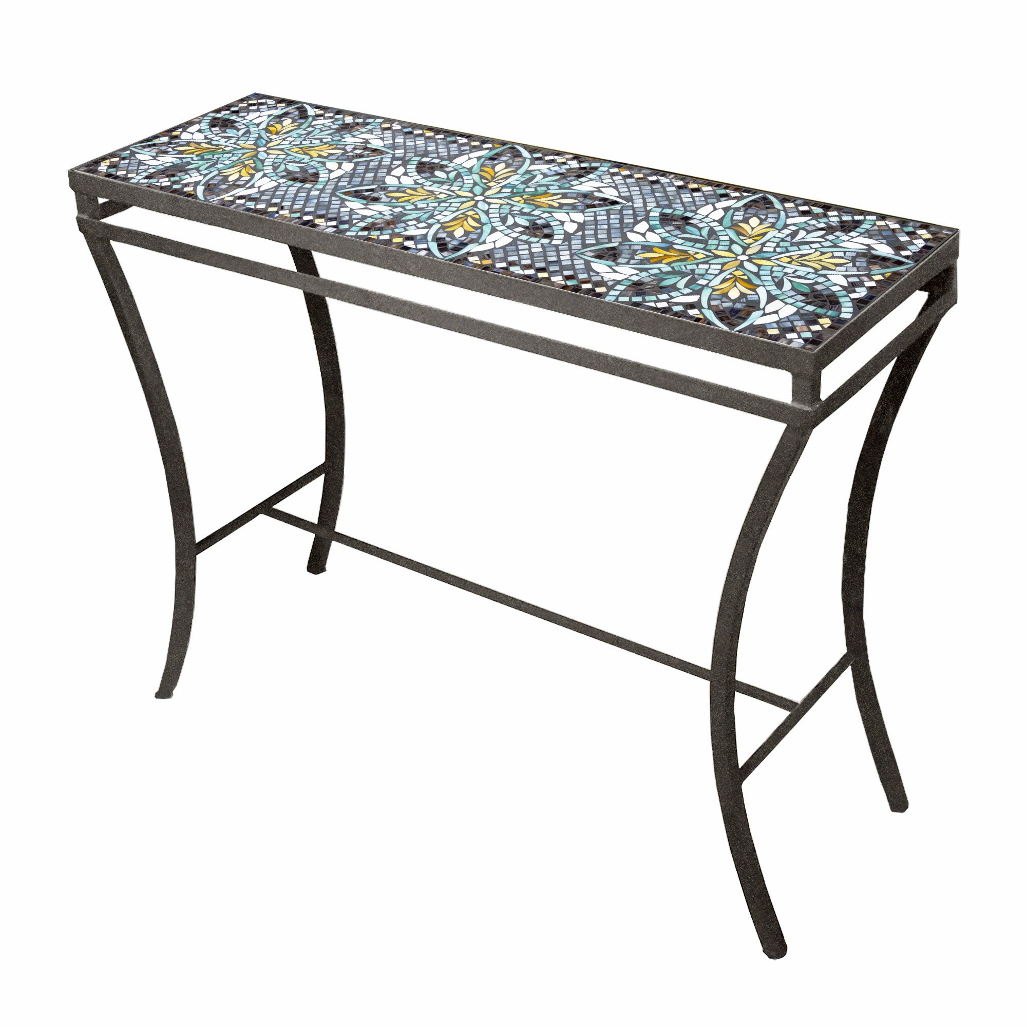 48" x 16" Mosaic Stone Top Console Table
