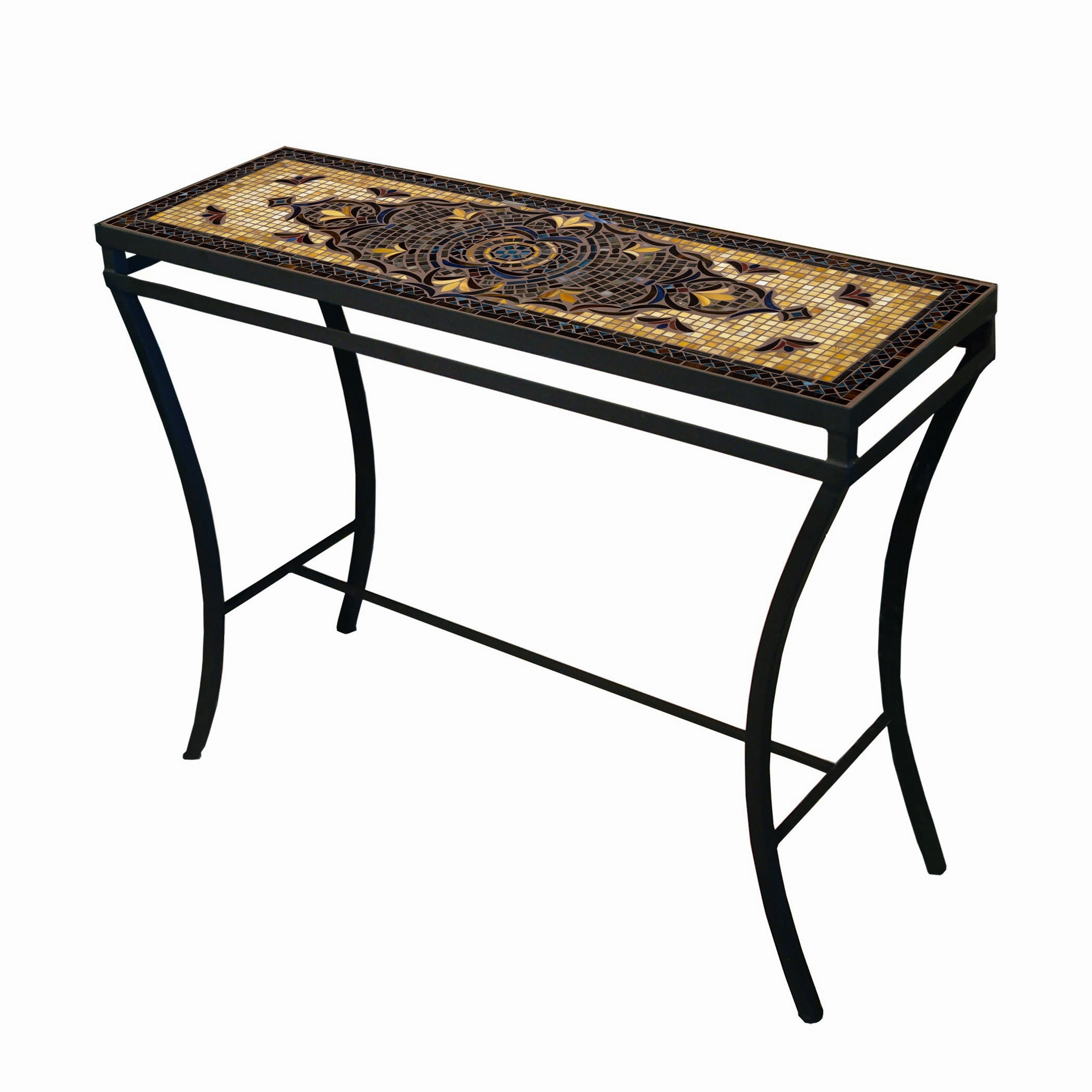 48" x 16" Mosaic Stone Top Console Table