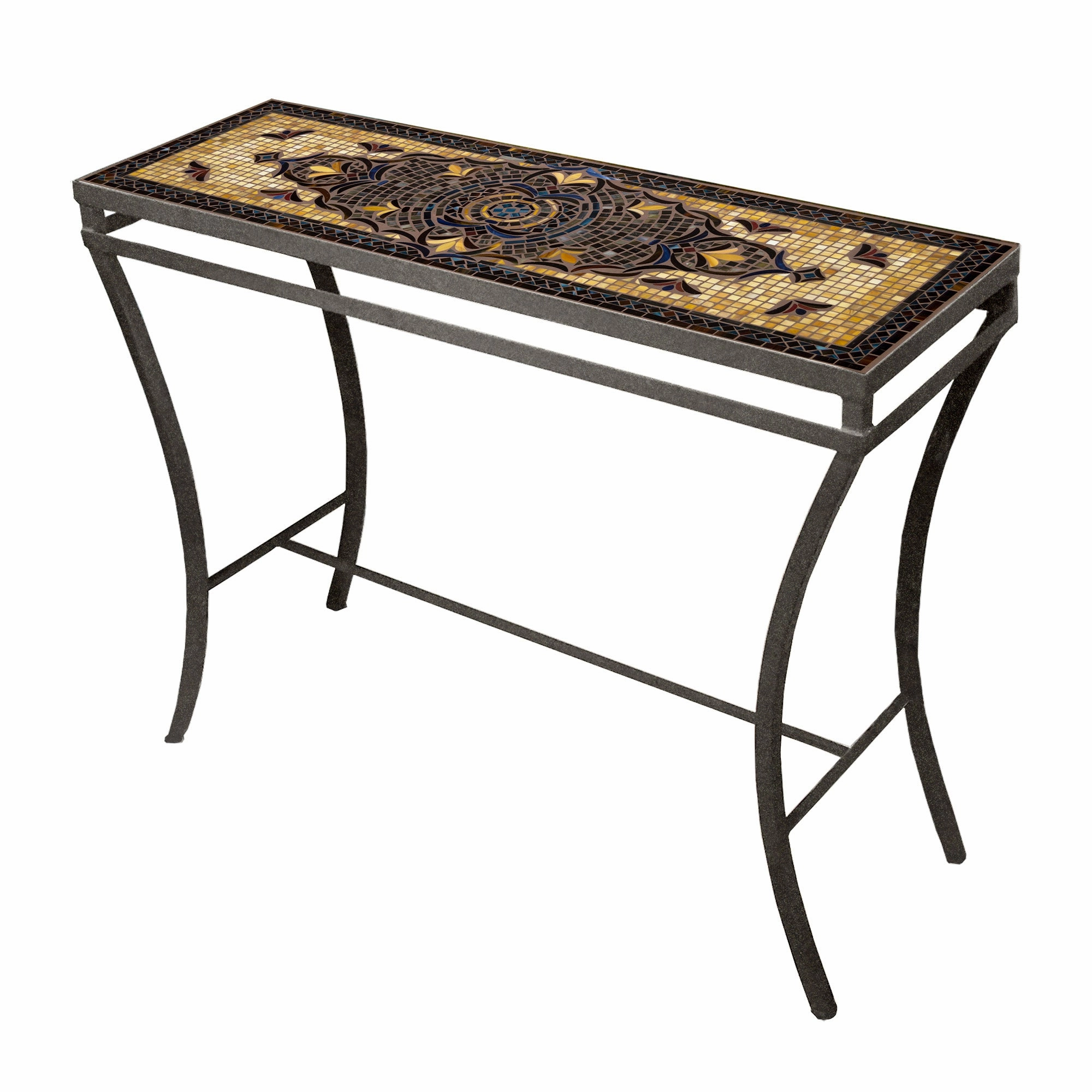48" x 16" Mosaic Stone Top Console Table