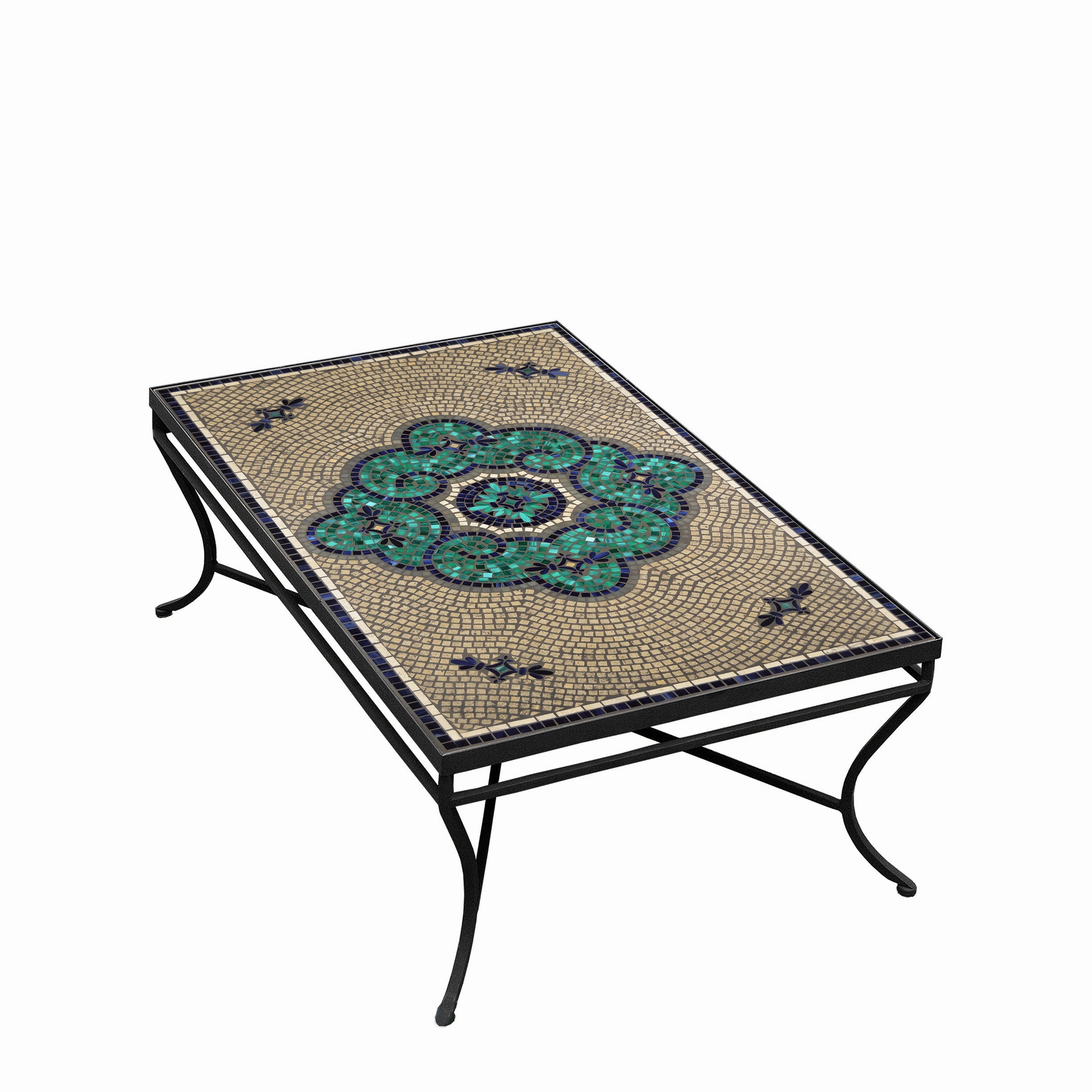 48" x 30" Mosaic Stone Top Coffee Table