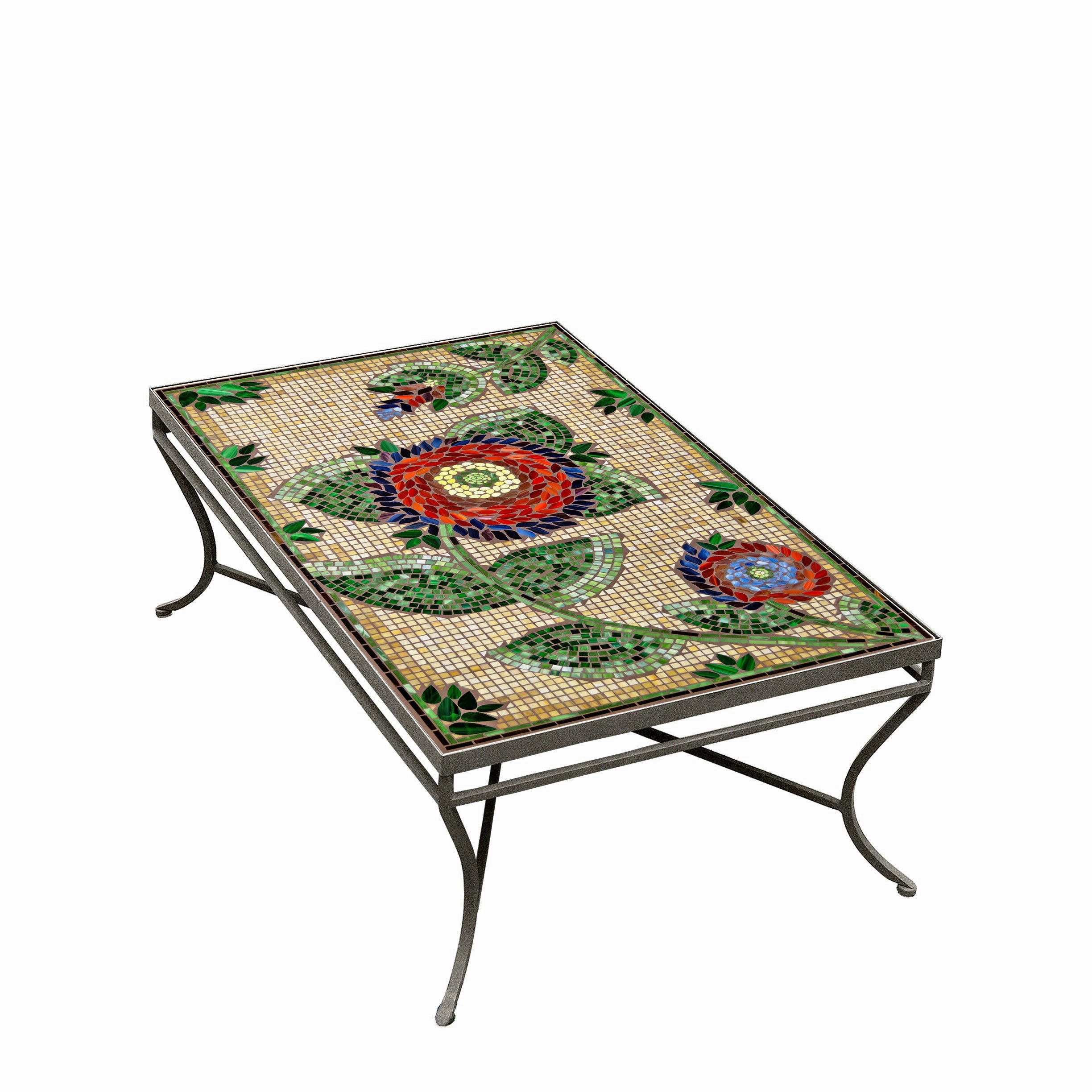 48" x 30" Mosaic Stone Top Coffee Table