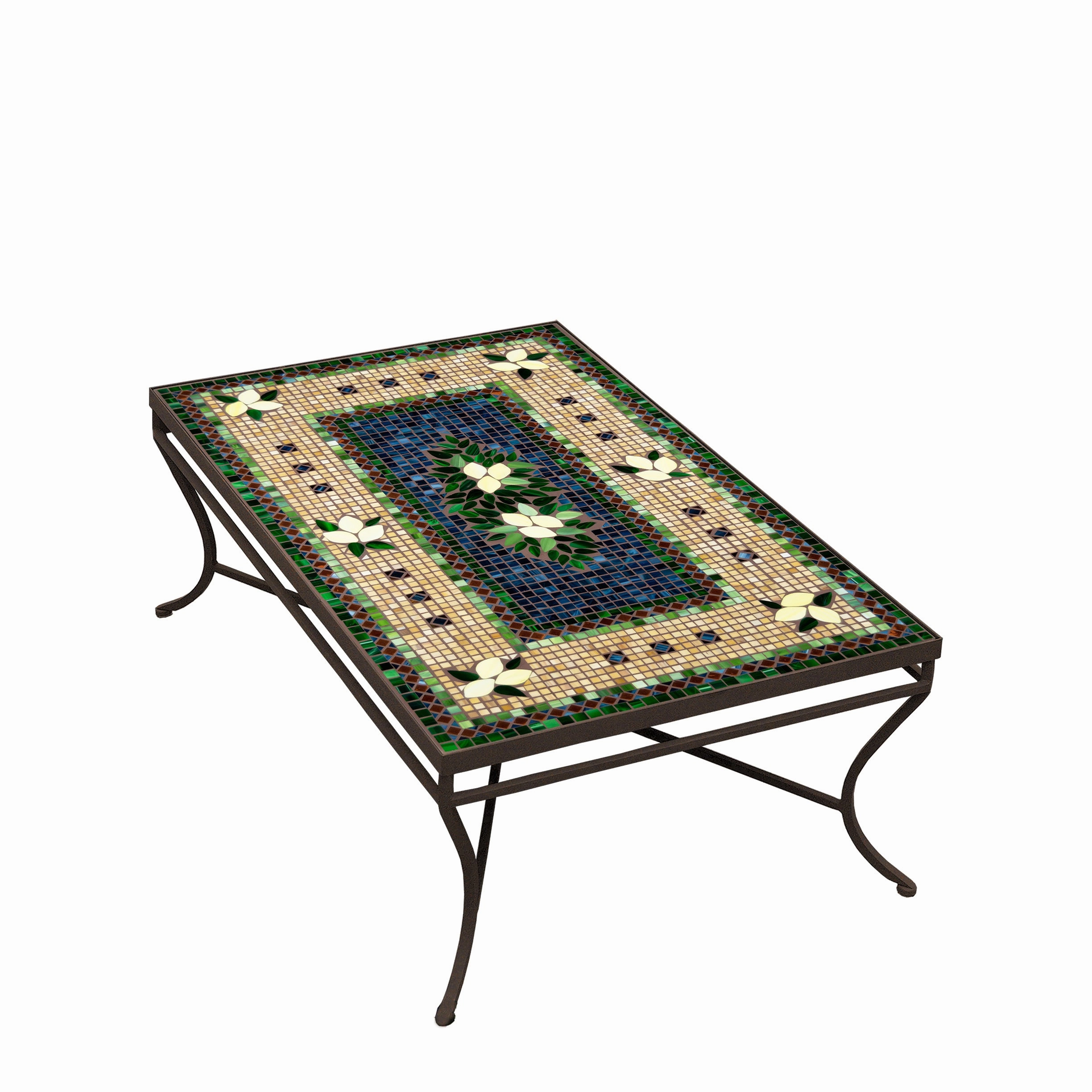 48" x 30" Mosaic Stone Top Coffee Table