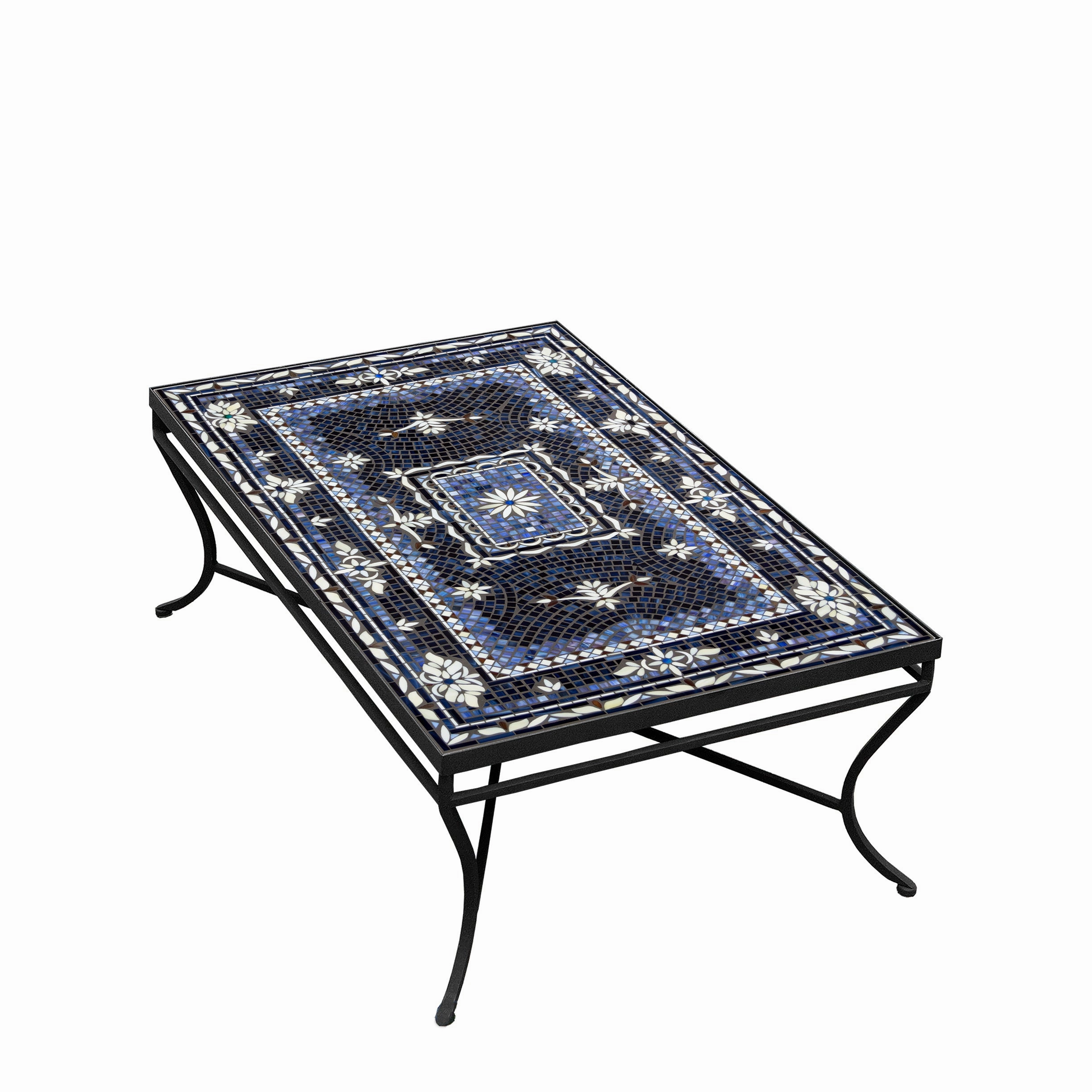 48" x 30" Mosaic Stone Top Coffee Table