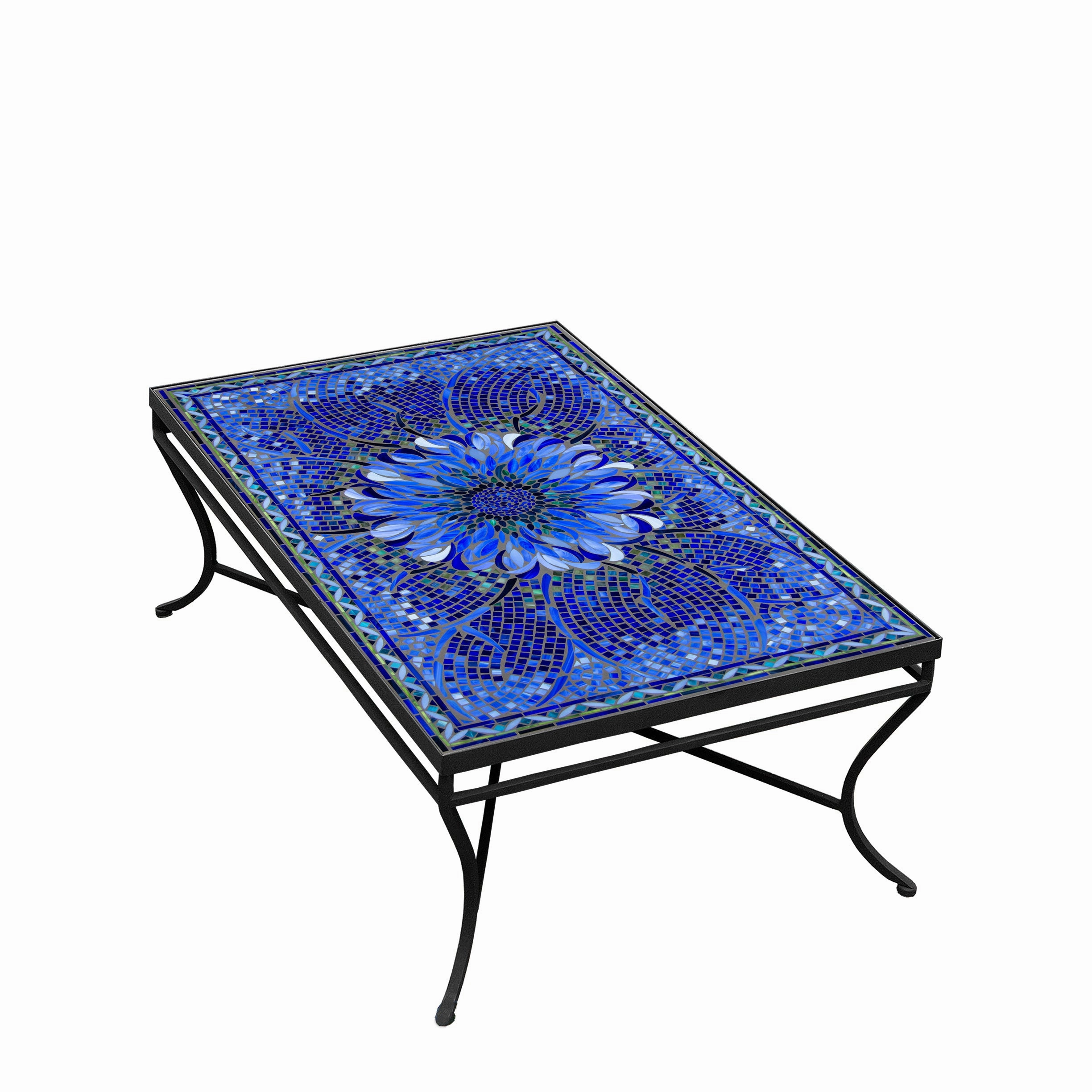 48" x 30" Mosaic Stone Top Coffee Table