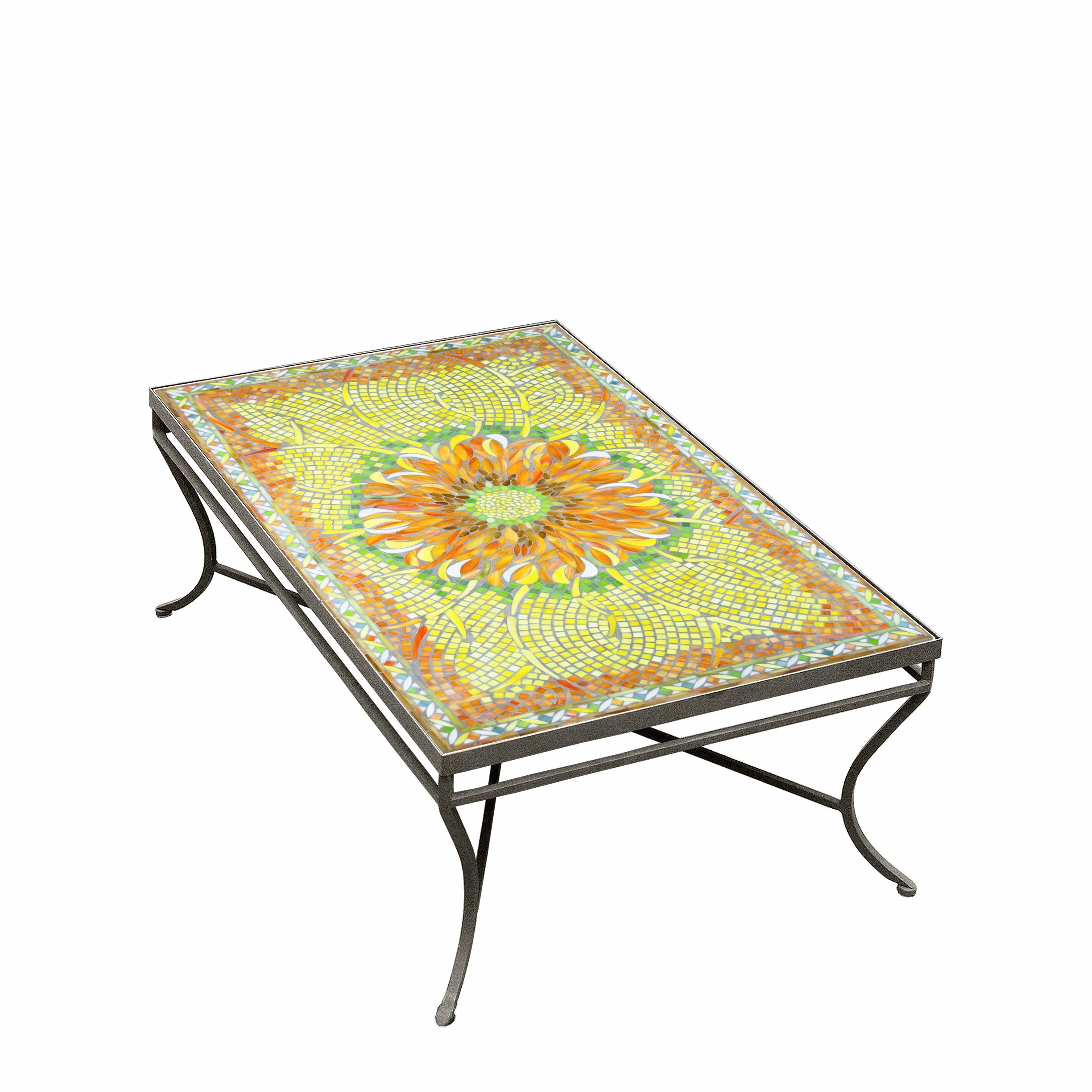 48" x 30" Mosaic Stone Top Coffee Table