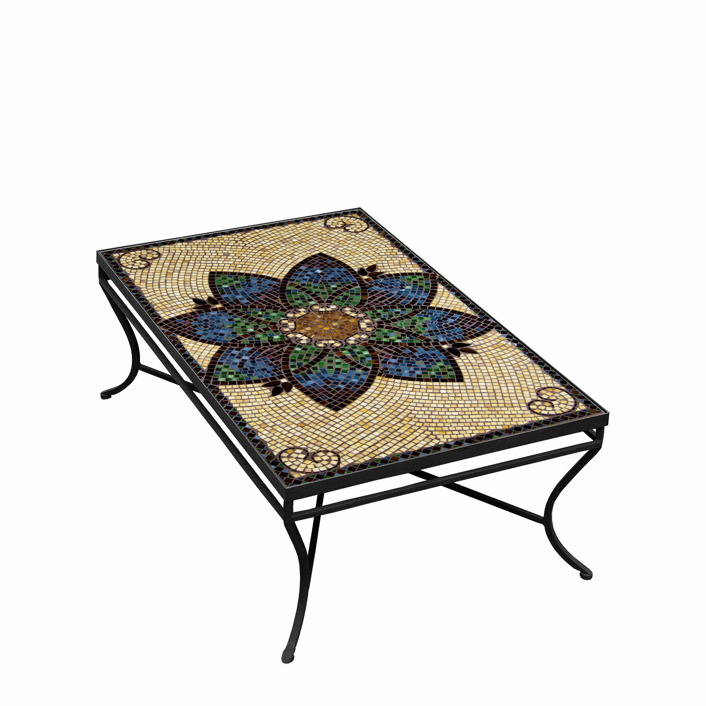 48" x 30" Mosaic Stone Top Coffee Table