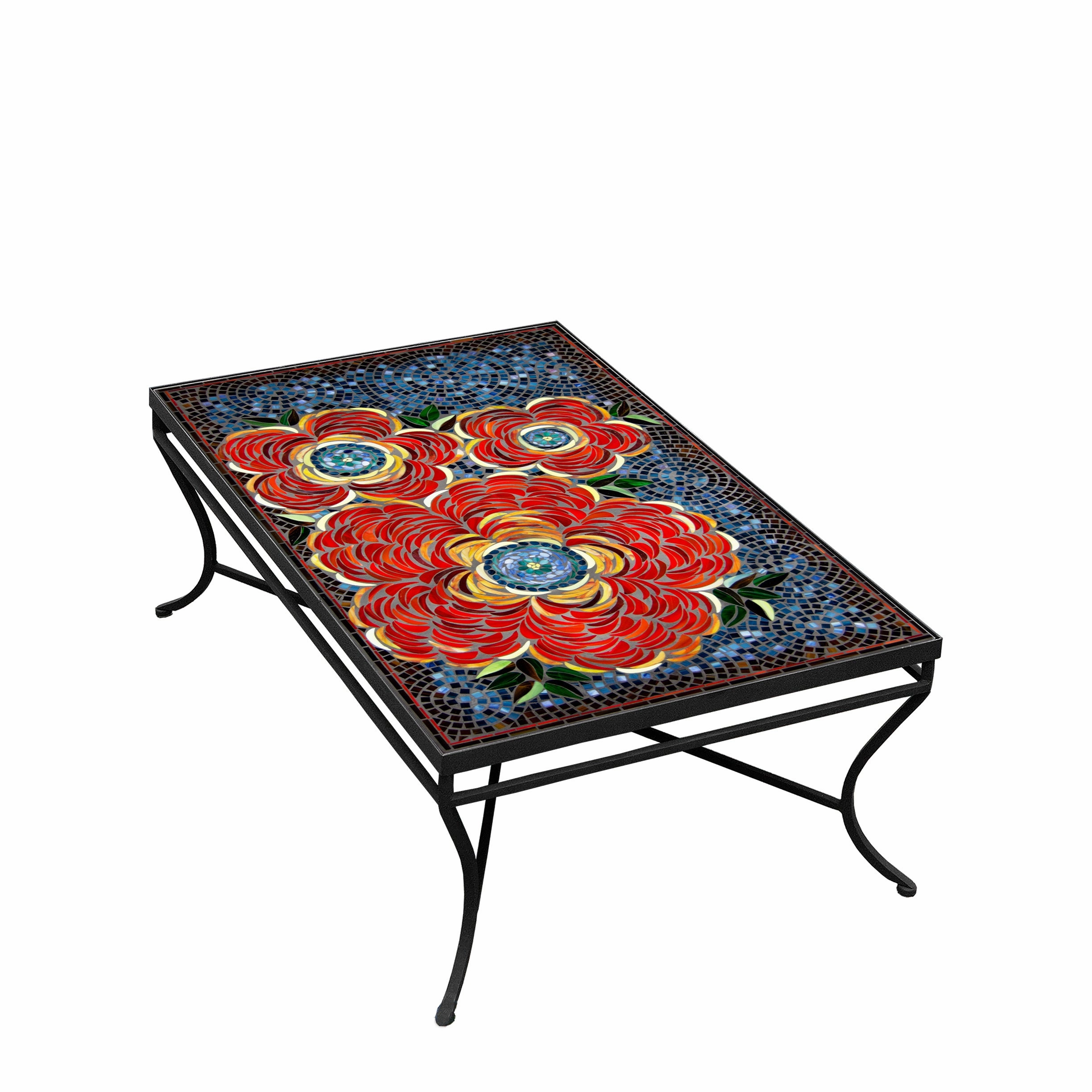 48" x 30" Mosaic Stone Top Coffee Table