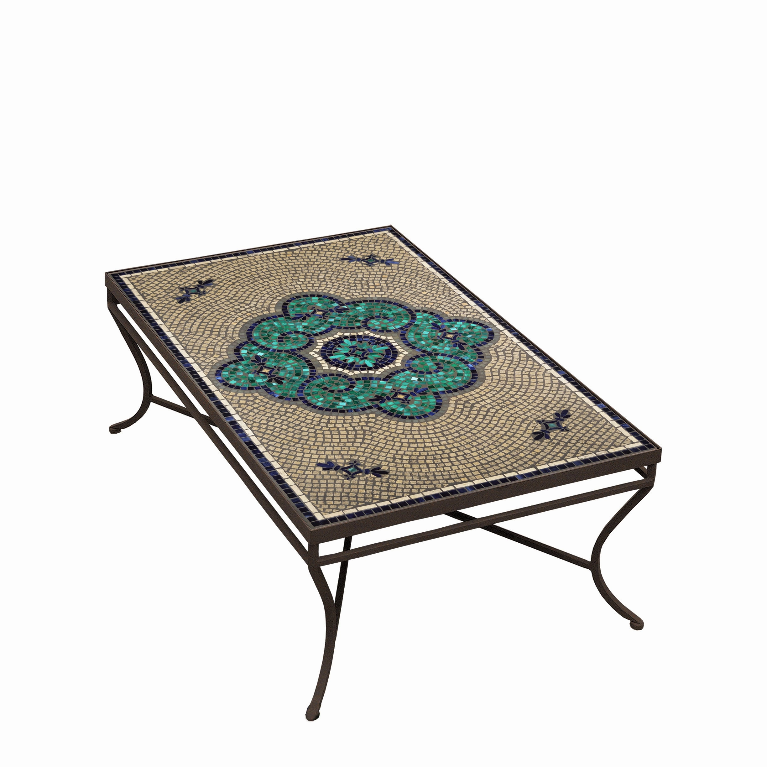 48" x 30" Mosaic Stone Top Coffee Table