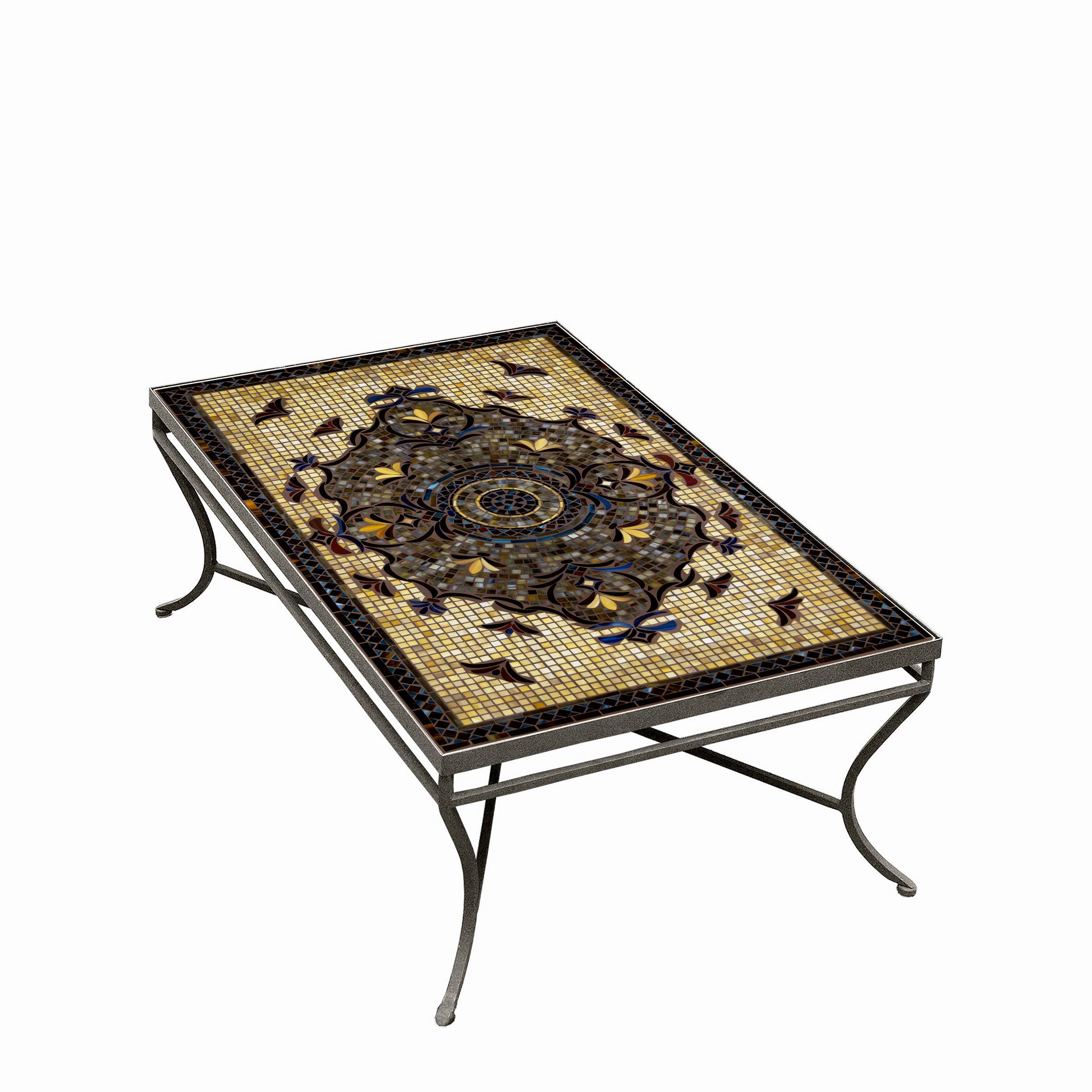 48" x 30" Mosaic Stone Top Coffee Table