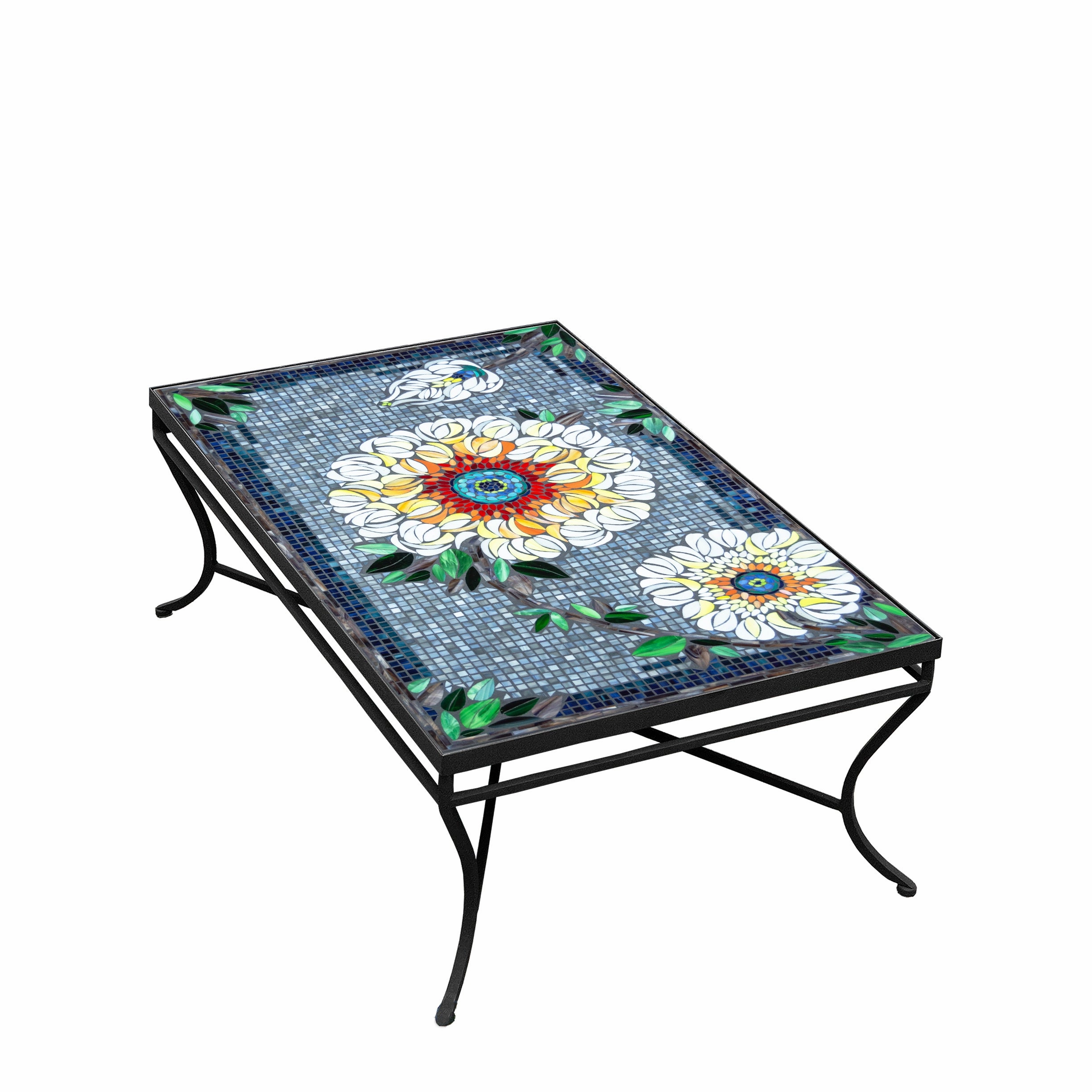 48" x 30" Mosaic Stone Top Coffee Tableoutdoor coffee table for patio or lounge