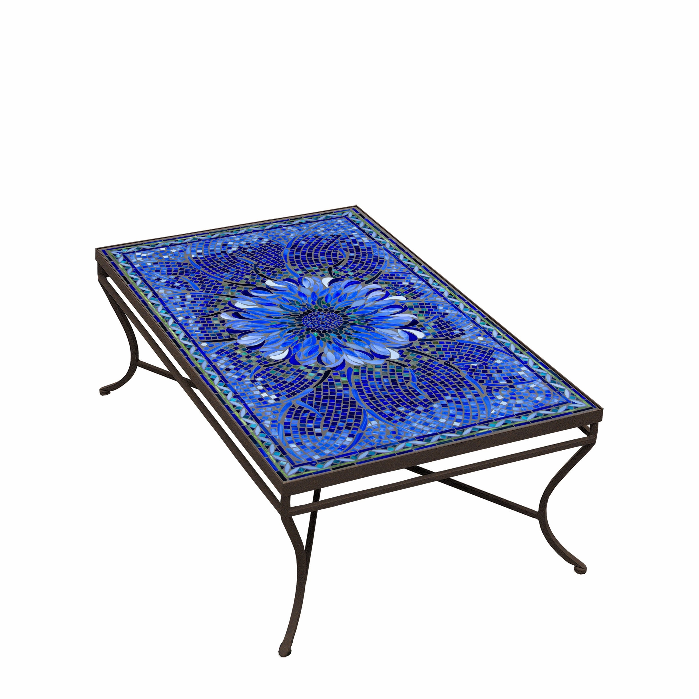 48" x 30" Mosaic Stone Top Coffee Table