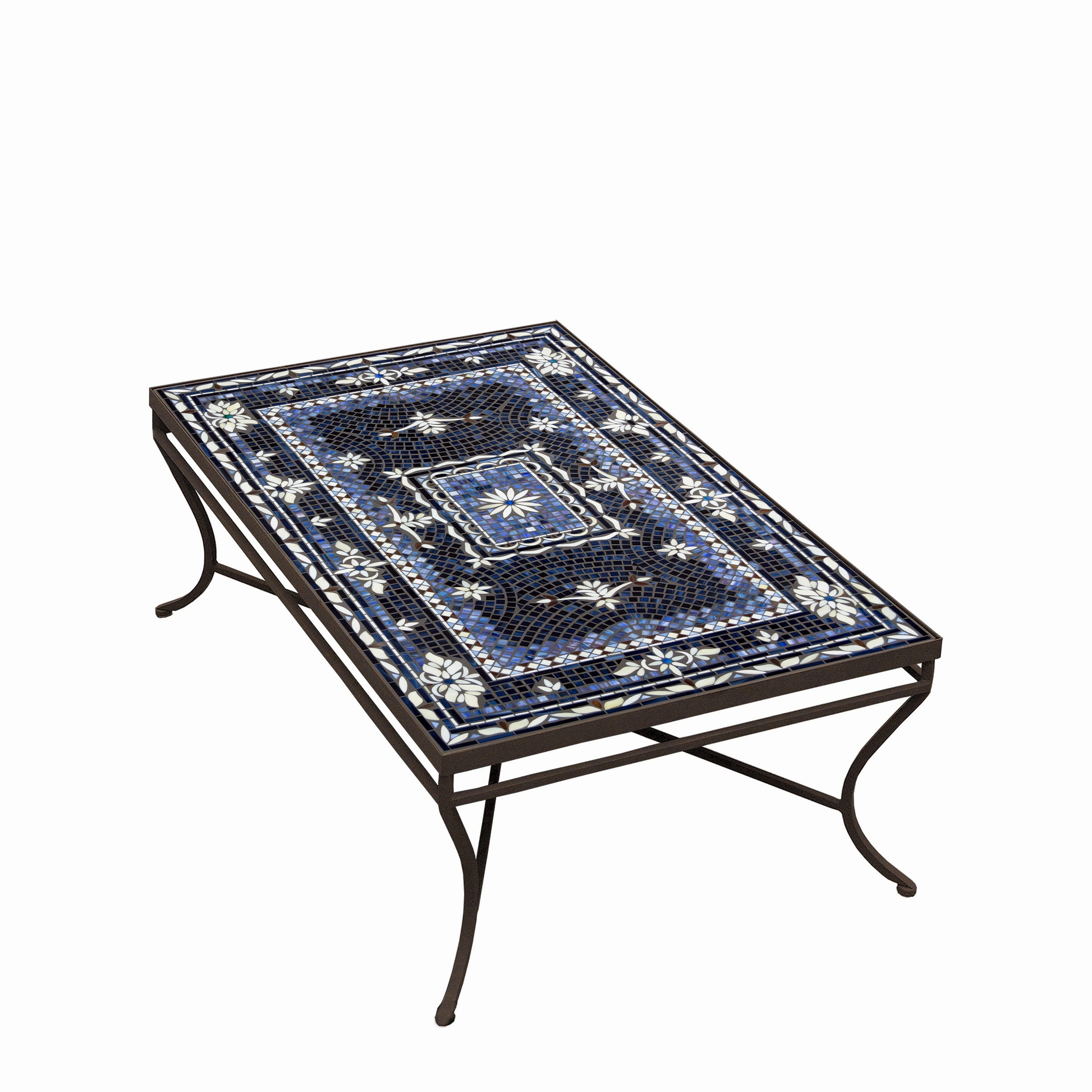 48" x 30" Mosaic Stone Top Coffee Table