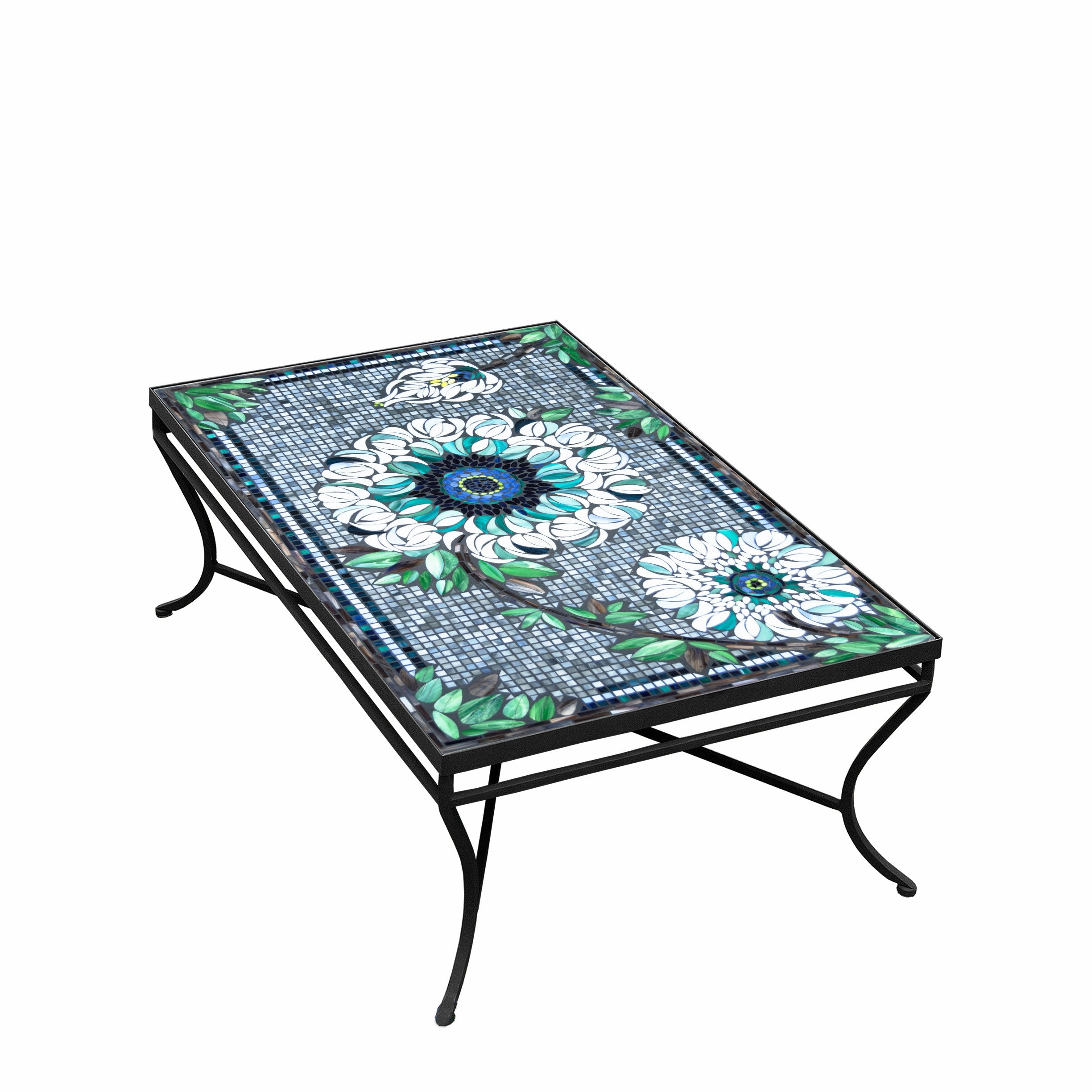 48" x 30" Mosaic Stone Top Coffee Table