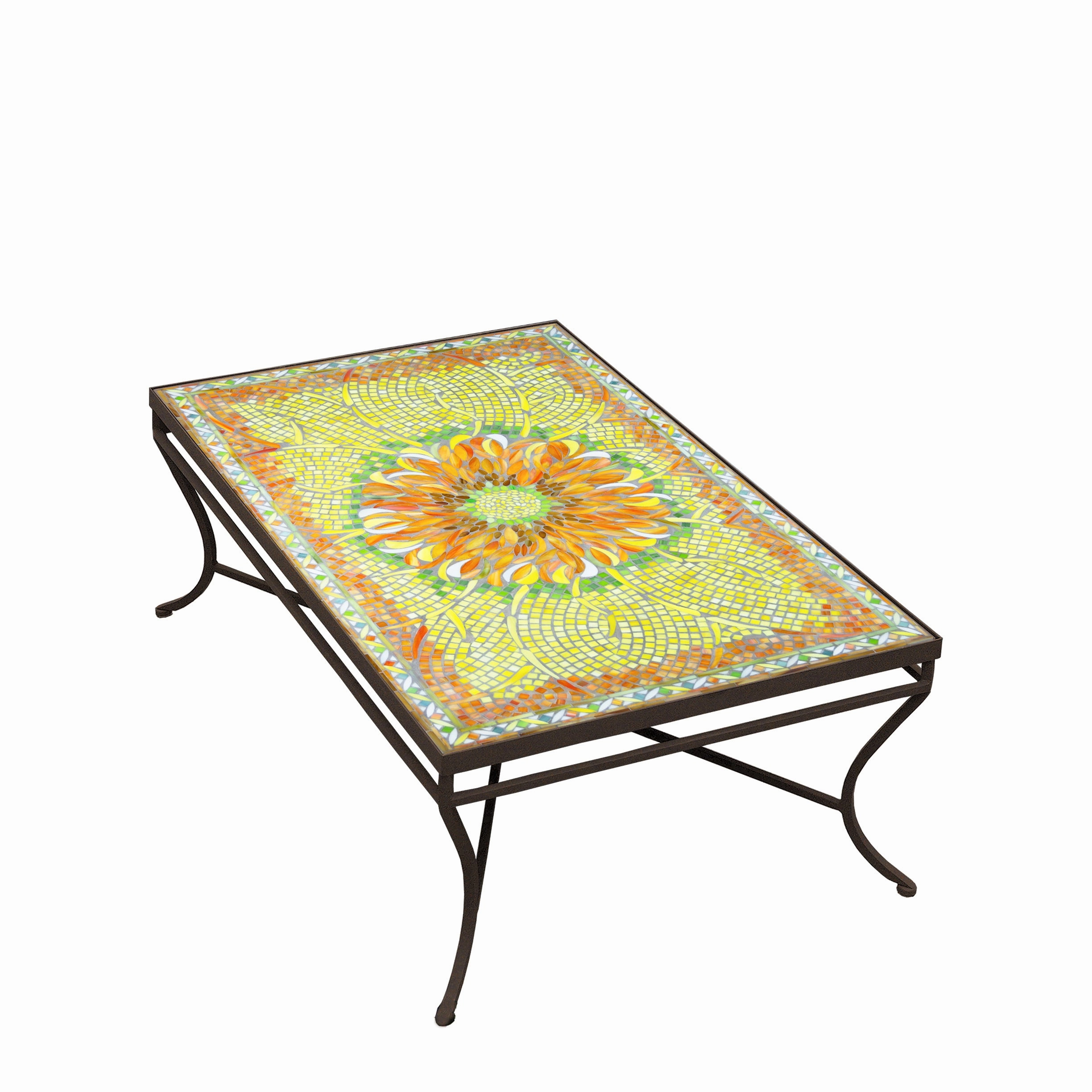 48" x 30" Mosaic Stone Top Coffee Table