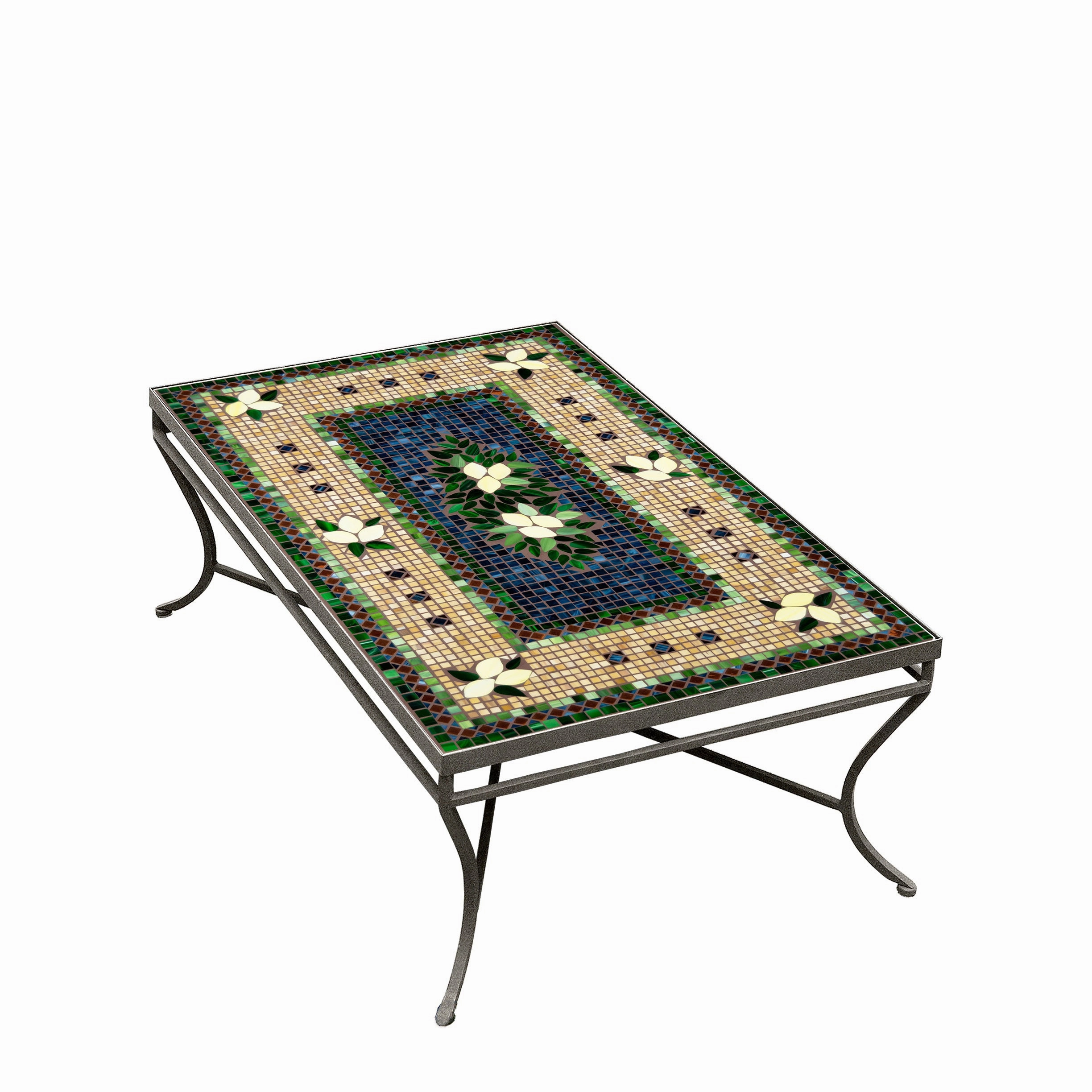 48" x 30" Mosaic Stone Top Coffee Table