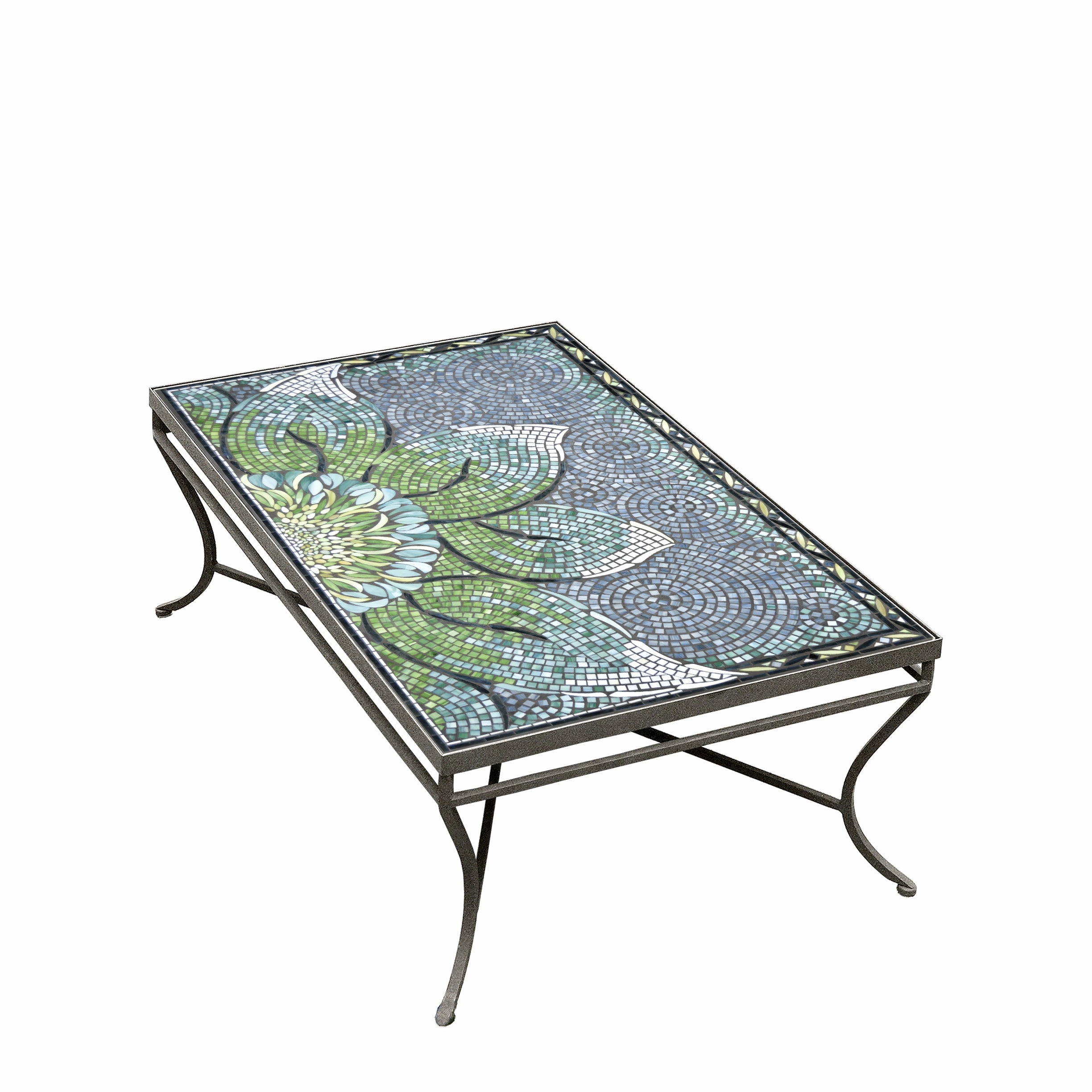 48" x 30" Mosaic Stone Top Coffee Table