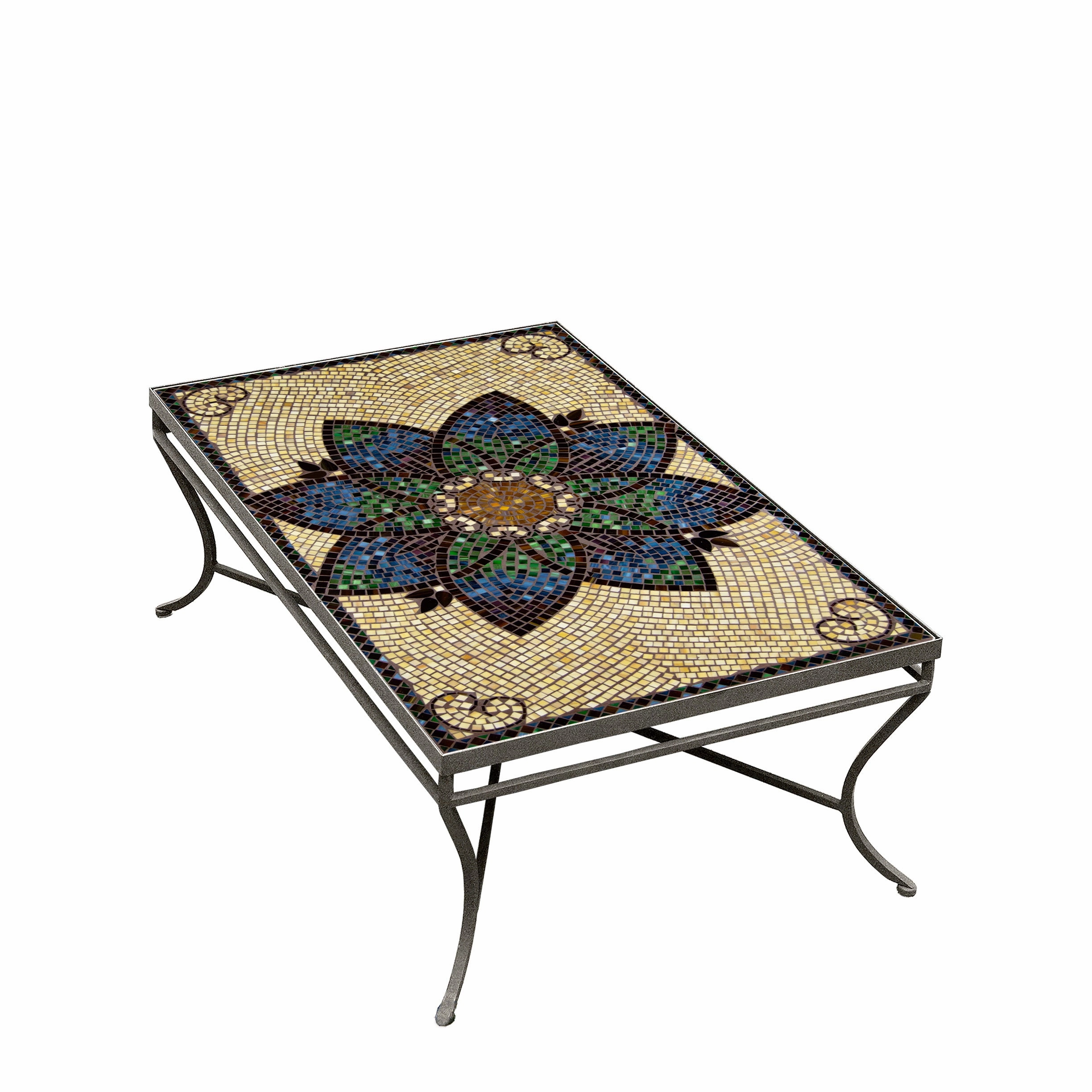 48" x 30" Mosaic Stone Top Coffee Table