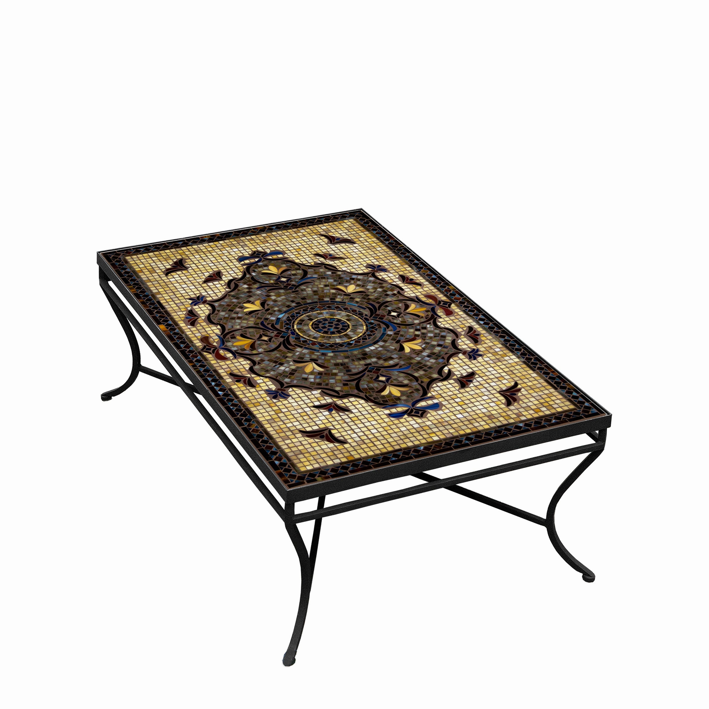 48" x 30" Mosaic Stone Top Coffee Table
