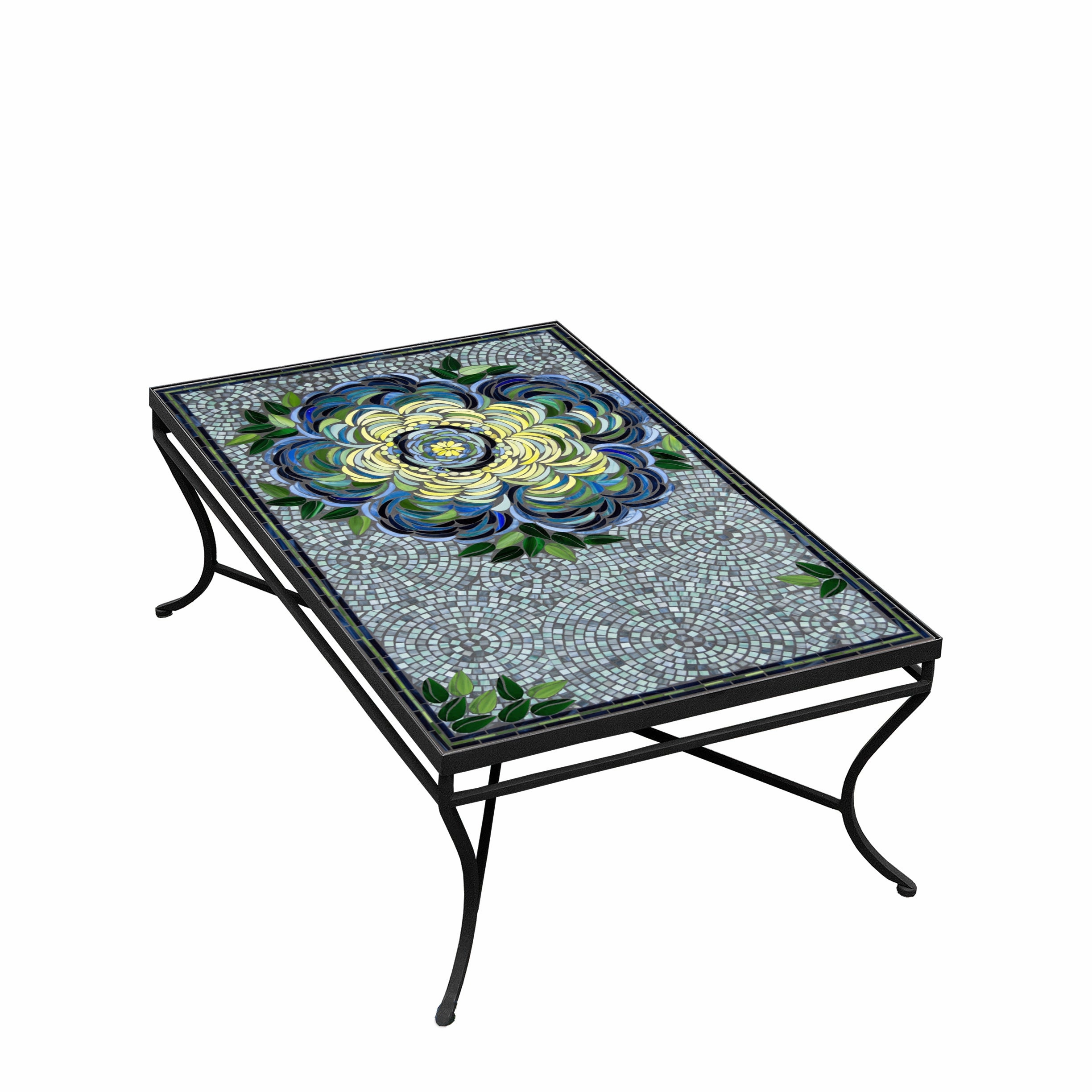 48" x 30" Mosaic Stone Top Coffee Table