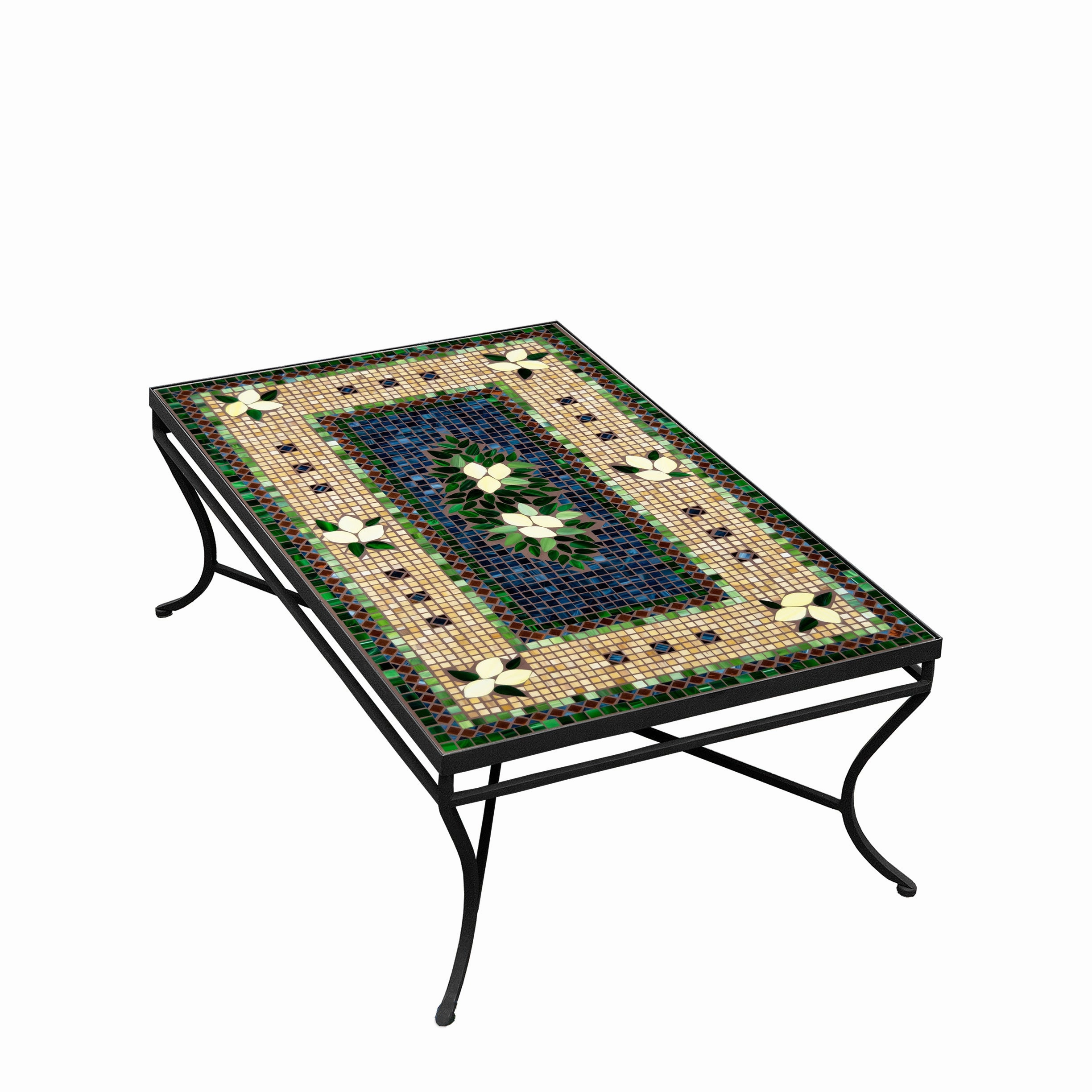 48" x 30" Mosaic Stone Top Coffee Table