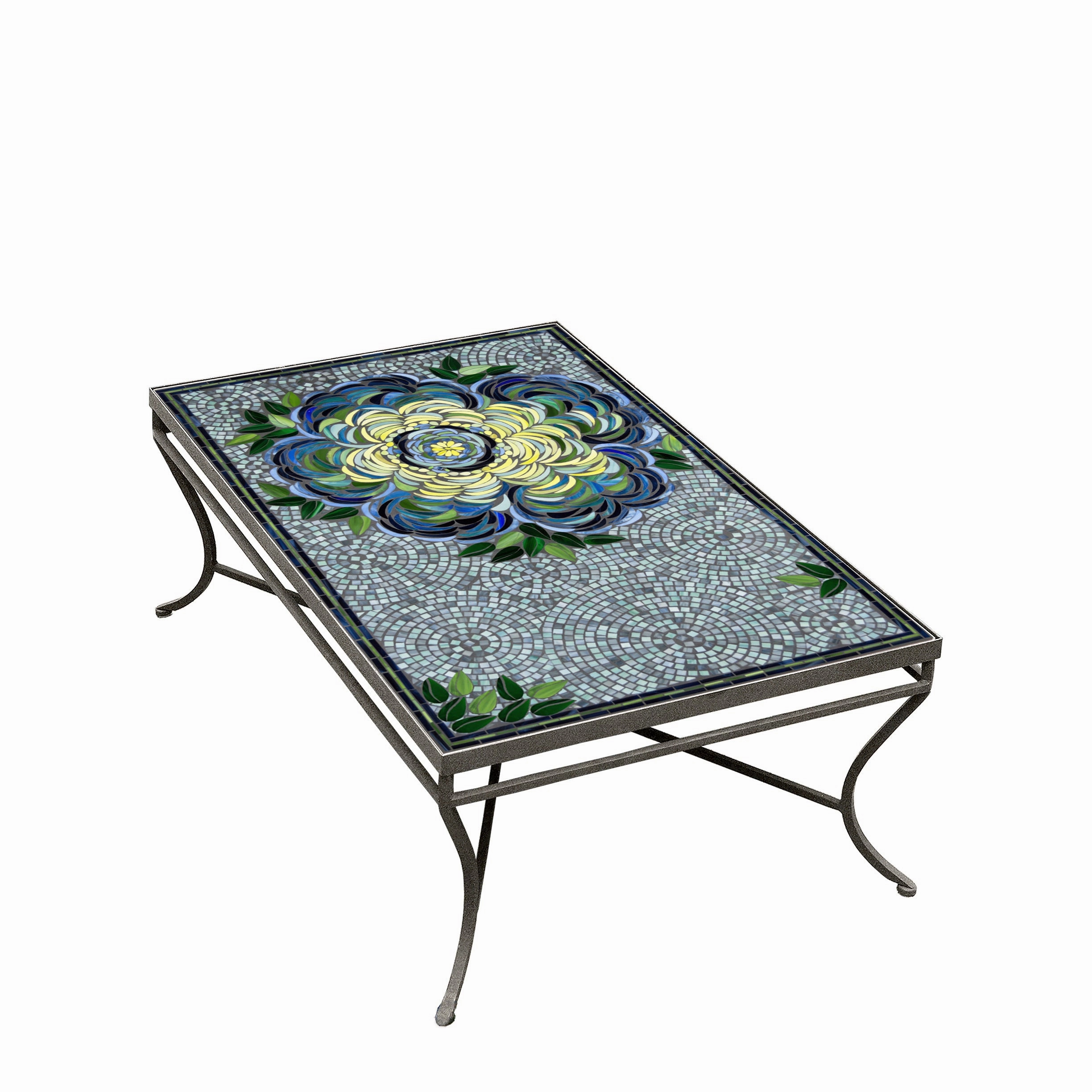 48" x 30" Mosaic Stone Top Coffee Table