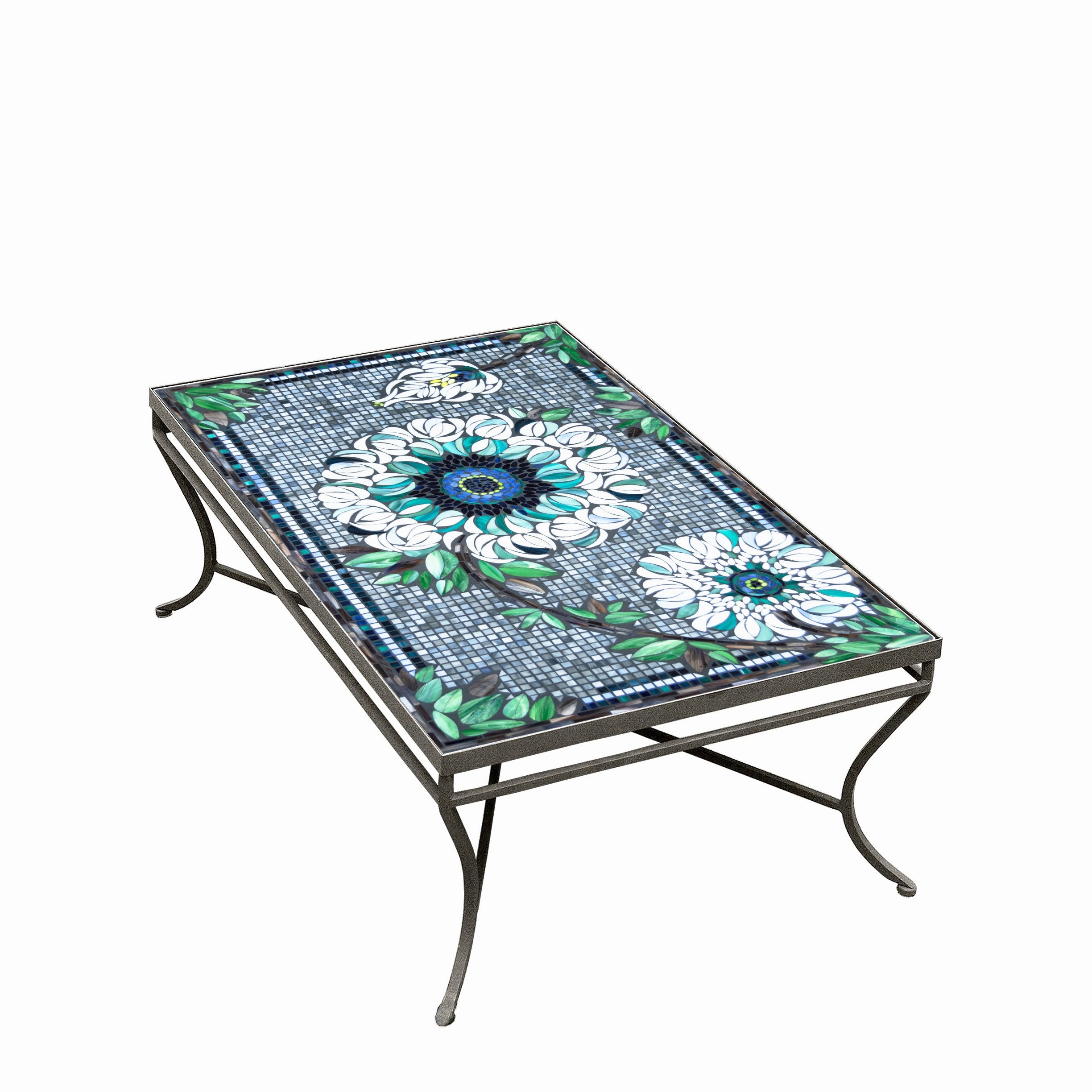 48" x 30" Mosaic Stone Top Coffee Table