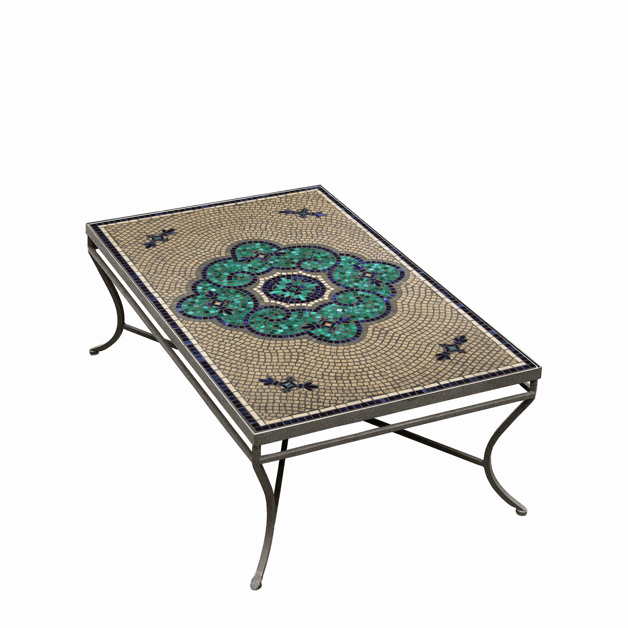 48" x 30" Mosaic Stone Top Coffee Table
